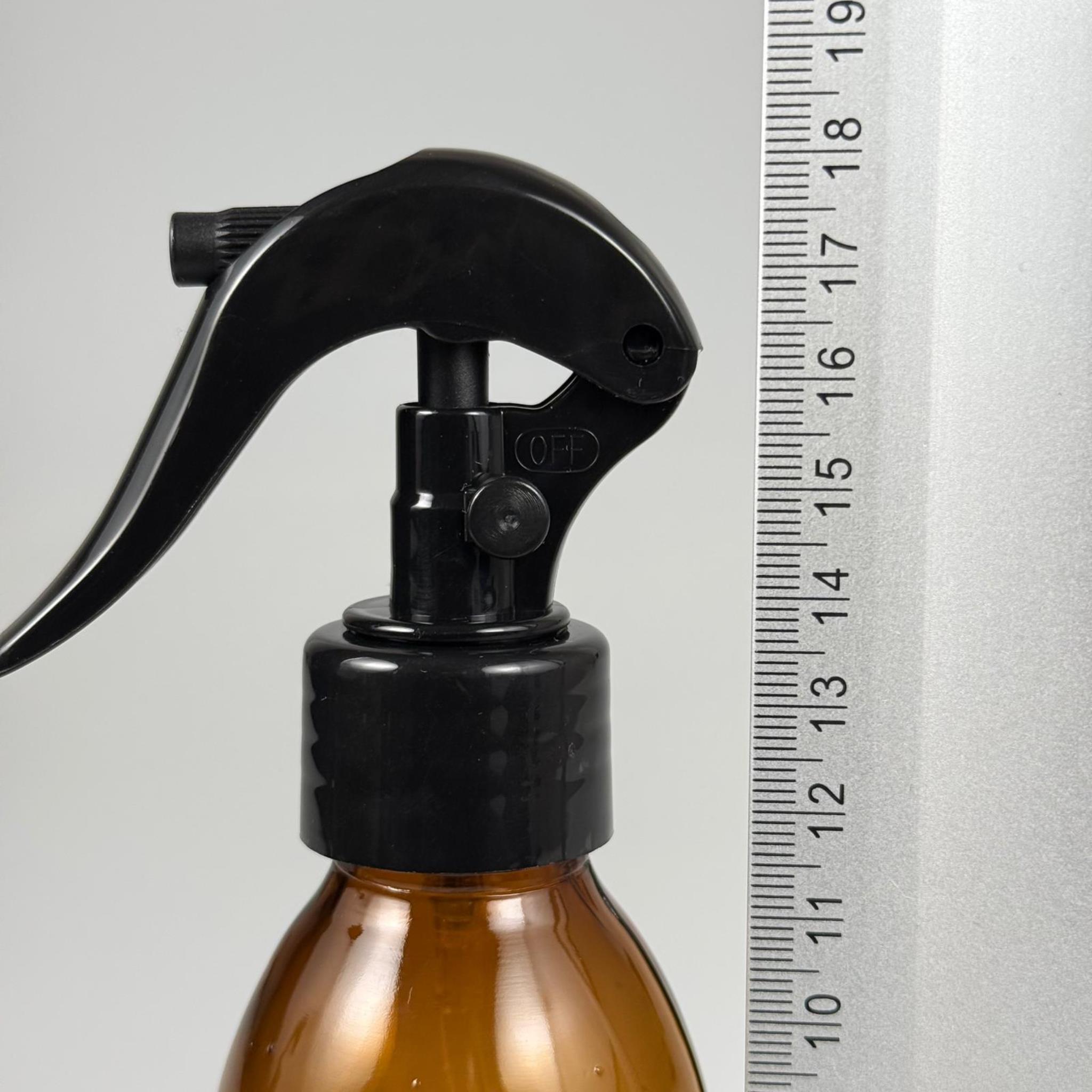 160 CC AMBER CAM ŞİŞE  - SİYAH TRİGER SPREYLİ TAKIM (DUMAN PÜSKÜRTÜR) - 160 ML CAM SPREYLİ ŞİŞE