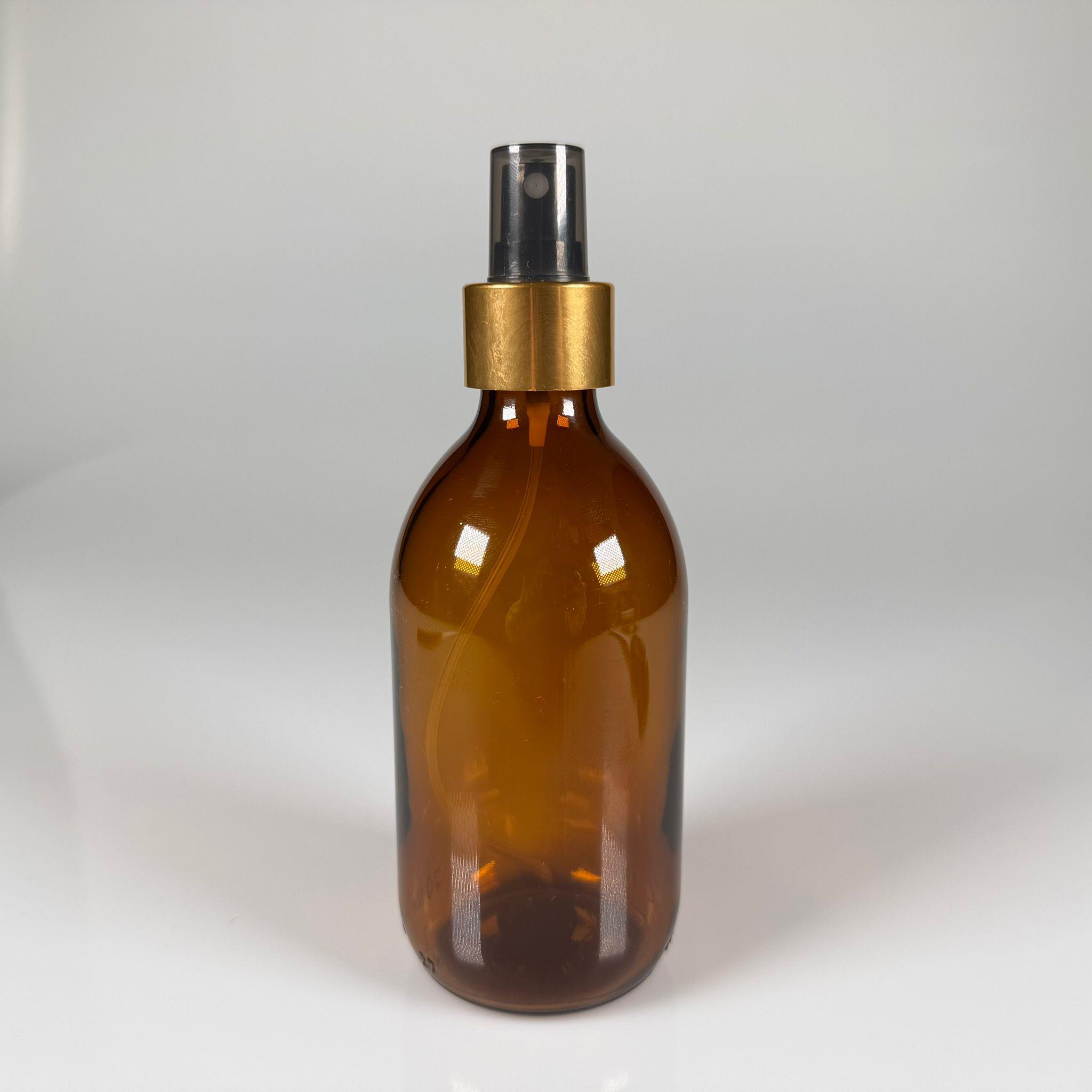 300 CC AMBER GOLD SPREY BAŞLIKLI CAM ŞİŞE - 300 ML KAHVERENGİ FISFIS KAPAKLI ŞİŞE