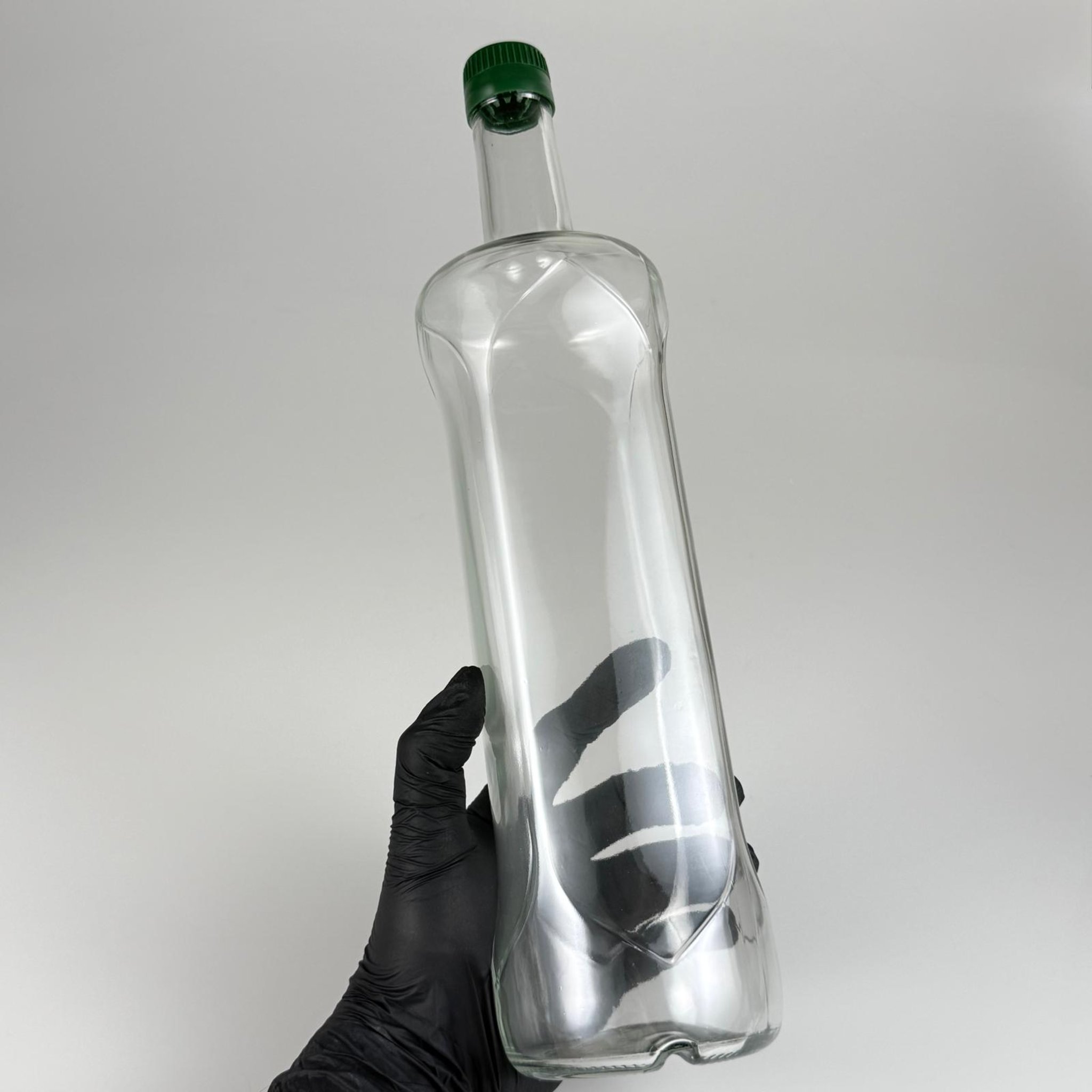 1000 CC DESENLİ DORİKA ŞEFFAF CAM ŞİŞE + YEŞİL ÇAKMA KAPAKLI TAKIM - 1000 ML MANTAR TIPALI ÇAKMA AĞIZ  CAM ŞİŞE
