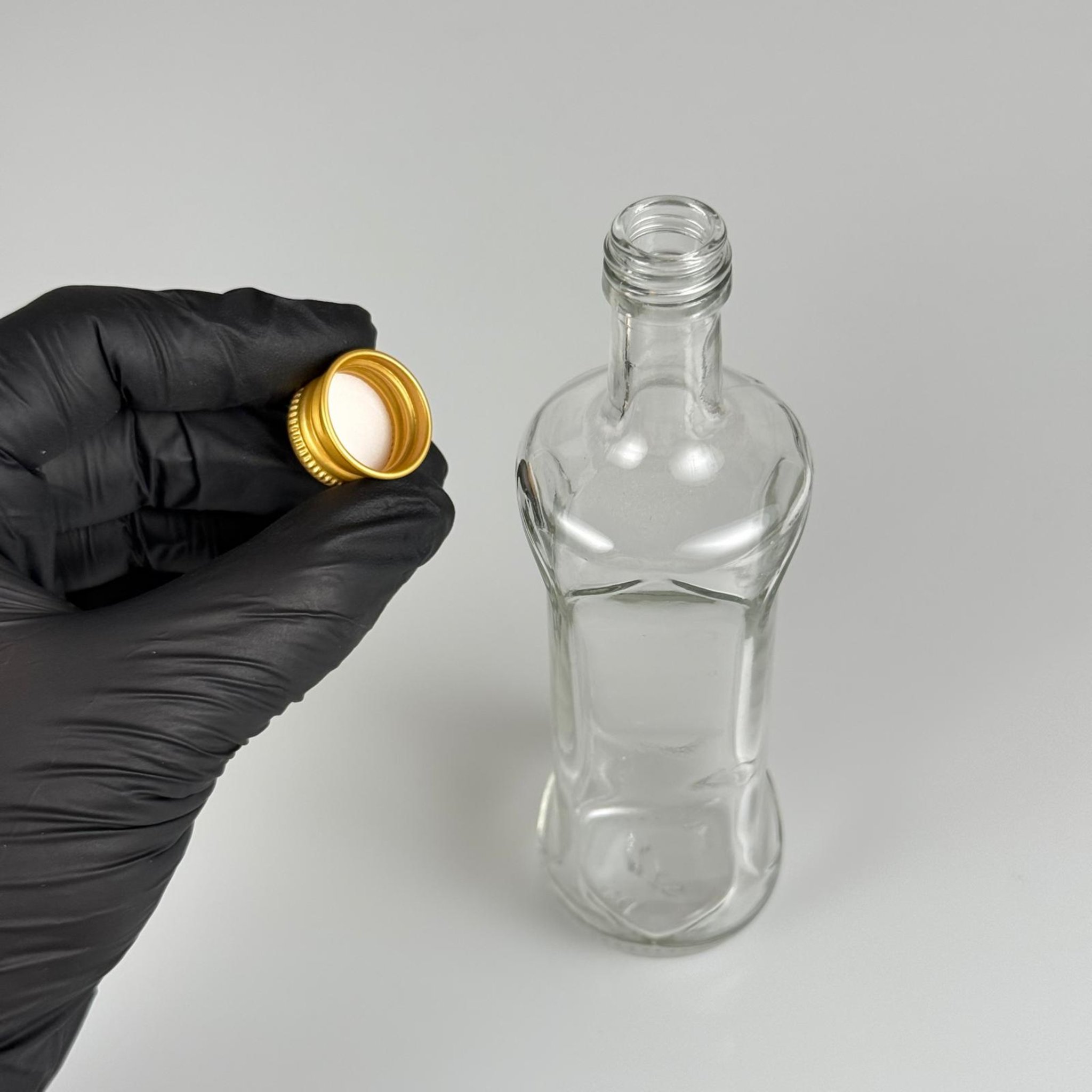 100 CC ŞEFFAF CAM DORİKA  ŞİŞE + GOLD ALÜMİNYUM METAL KAPAKLI TAKIM - 100 ML SOS ŞİŞESİ