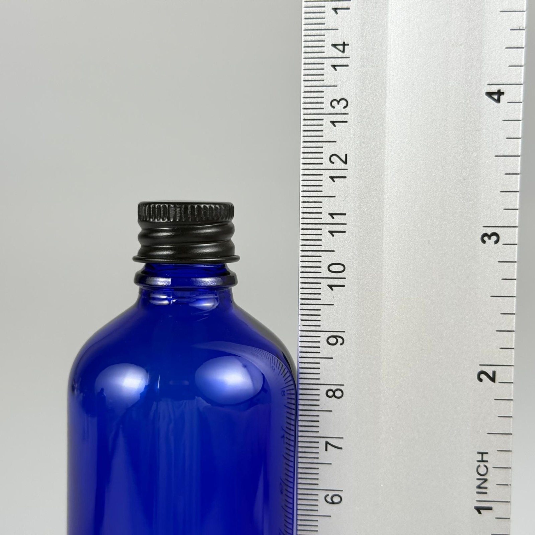 100 CC MAVİ CAM ŞİŞE + KÖPÜK CONTALI SİYAH ALÜMİNYUM METAL + KOLONYA TIPALI KAPAKLI TAKIM - 100 ML MAVİ CAM ŞİŞE