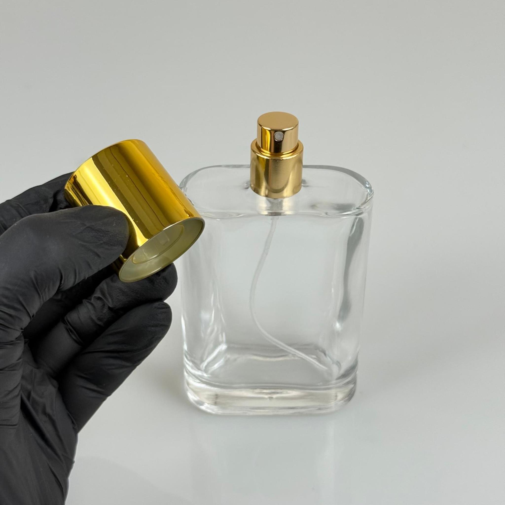 100 ML YASSI MODEL CEO PARFÜM ŞİŞESİ + GOLD METAL SPREYLİ + GOLD GENİŞ KAPAKLI (AĞIZ 15 MM GEÇME KOLAY KAPAMA)