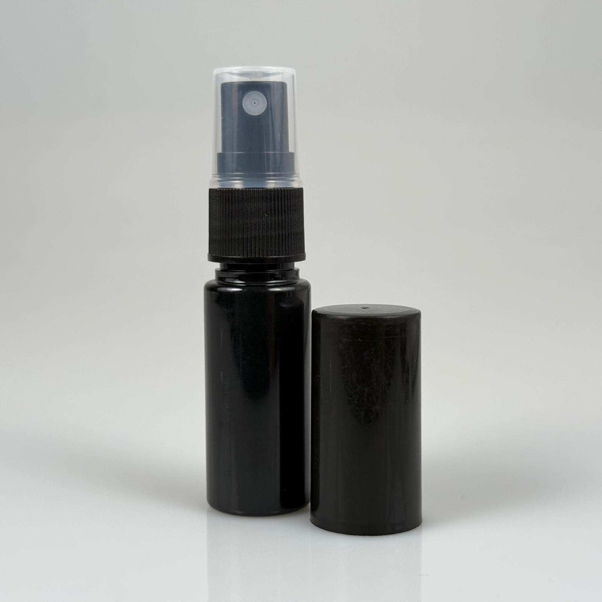 15 CC SİYAH PARFÜM ŞİŞESİ PLASTİK - SİYAH SPREY + SİYAH KAPAK - 15 ML PARFÜM ŞİŞESİ PET