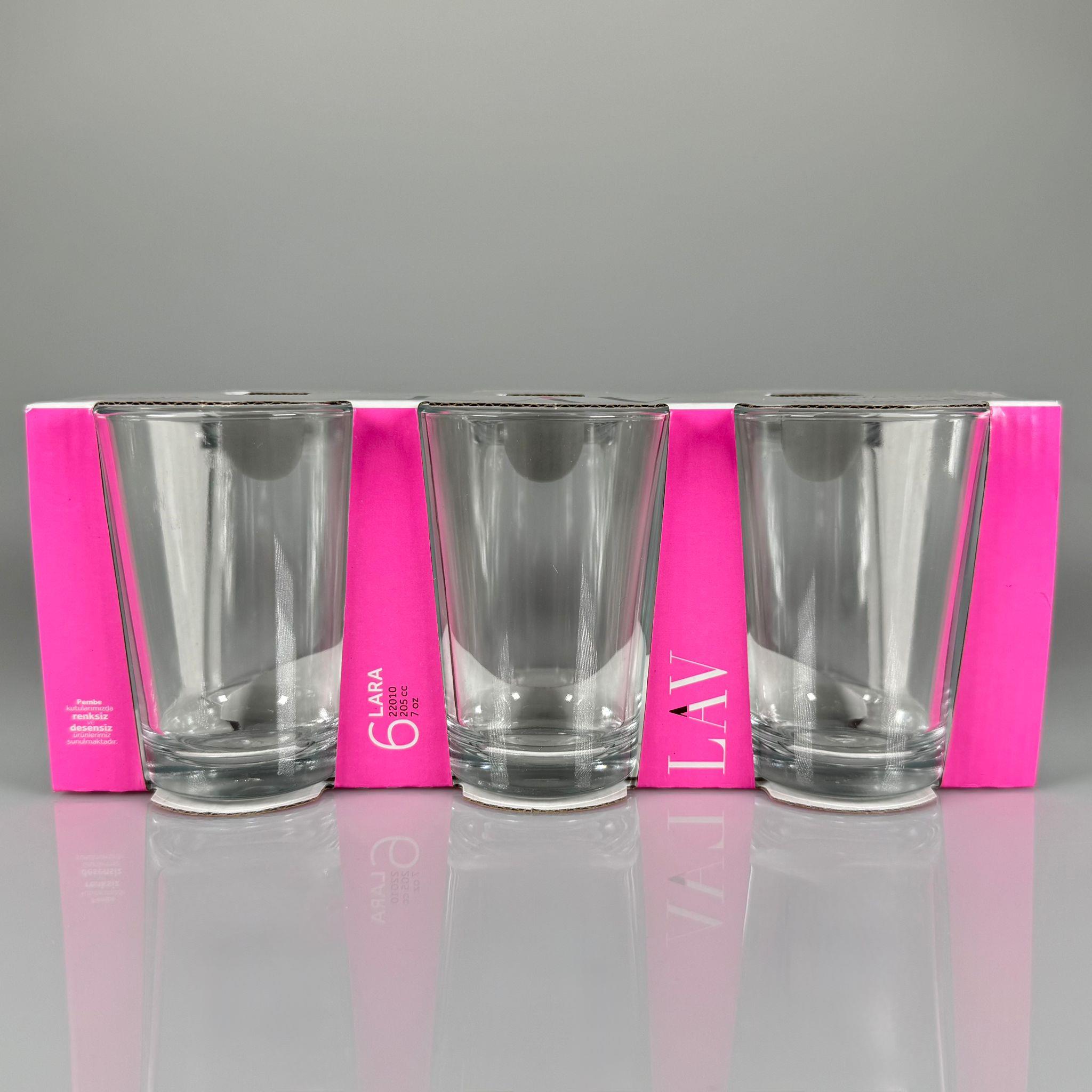 LAV 22010 SADE SU BARDAK -  6'lı SU Bardağı - LARA MODEL SU BARDAK 205 CC
