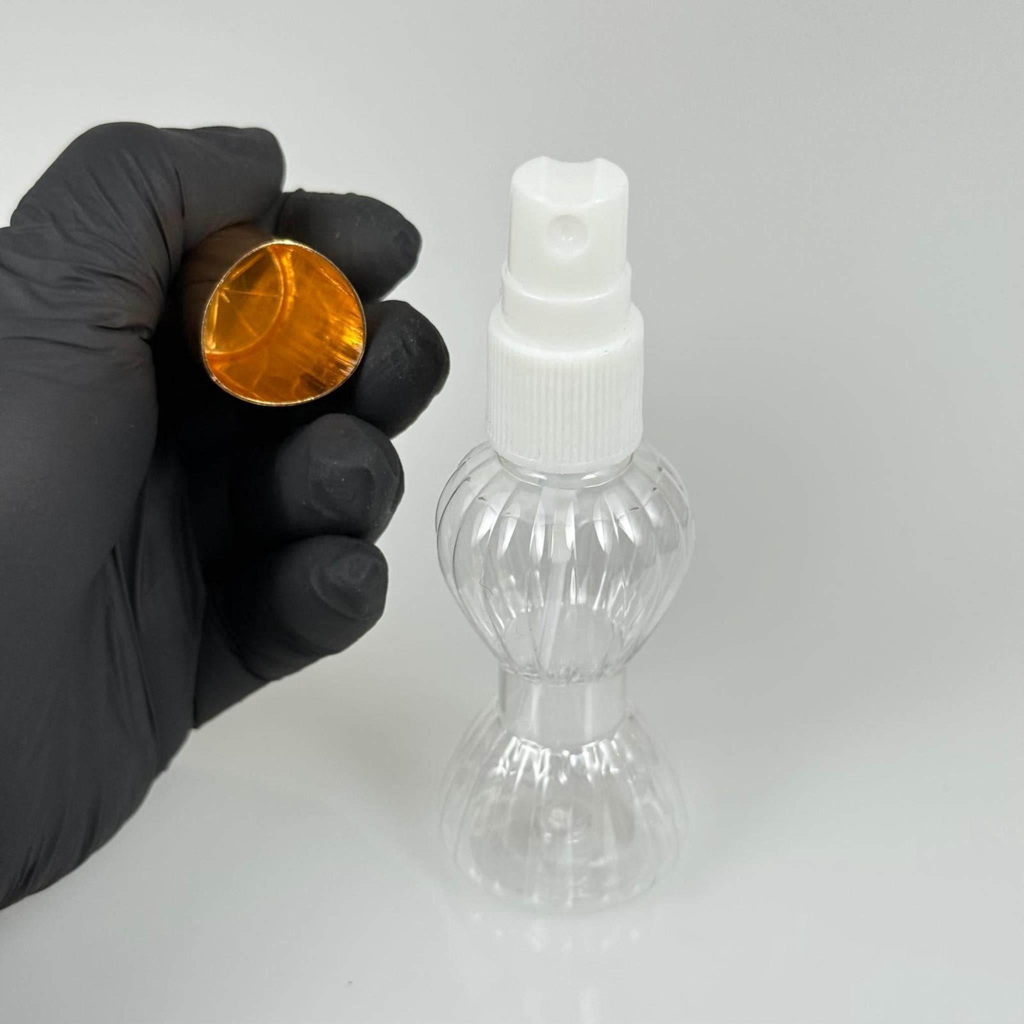 40 ML PET KOLONYA, PARFÜM VB ŞİŞELERİ - METAL ALÜMİNYUM GOLD KAPAK + VİDALI SPREY + 40 CC MİNİ PIRLANTA ŞİŞE SET TAKIM