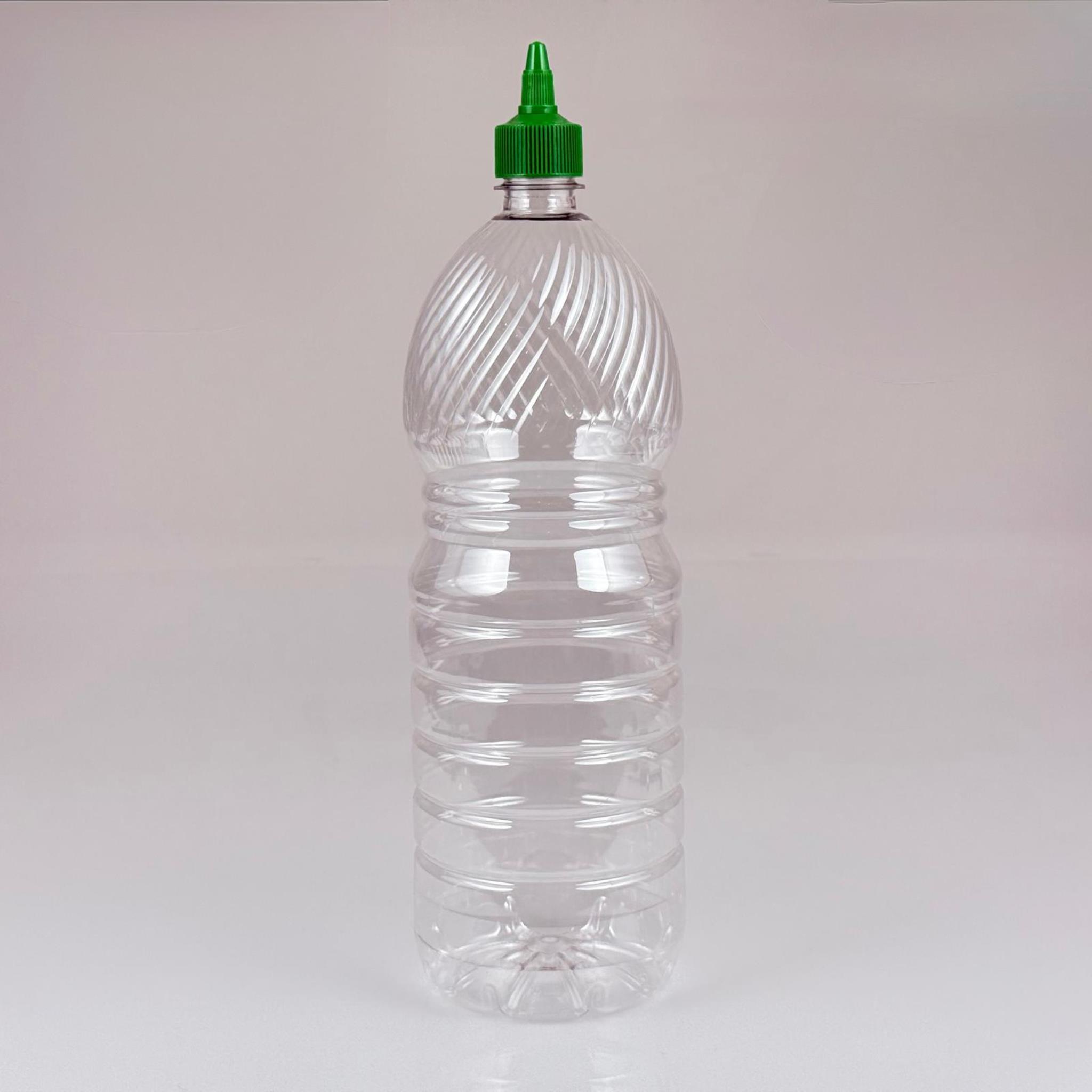 ZEYTİNYAĞI, SOS, ACI SOS, SİRKE, SRIRACHA VB BOŞ ŞİŞELERİ - YEŞİL SİVRİ TWİST AKITICI KAPAK + 2000 ML ŞEFFAF PET PLASTİK ŞİŞE TAKIM
