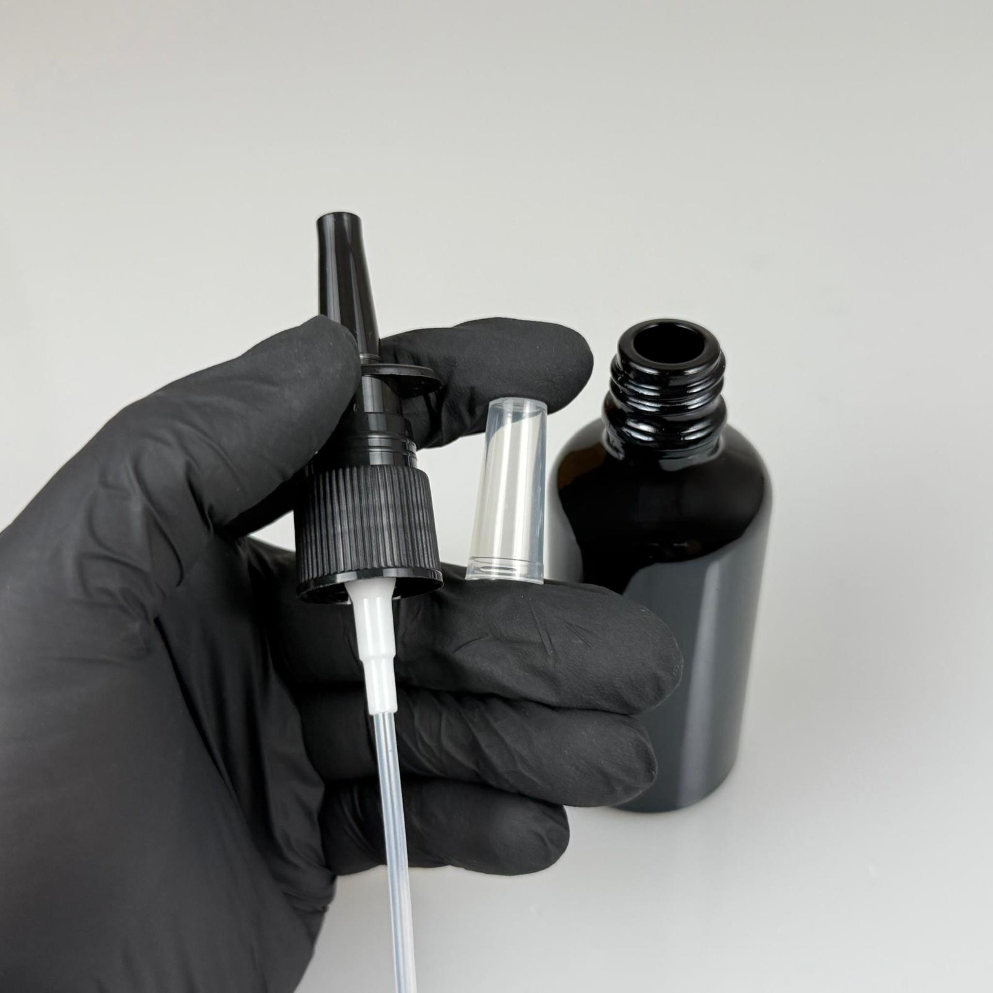 50 CC SİYAH CAM ŞİŞE - SİYAH NAZAL BURUN SPREYLİ TAKIM - 50 ML BURUN SPREYLİ CAM ŞİŞE