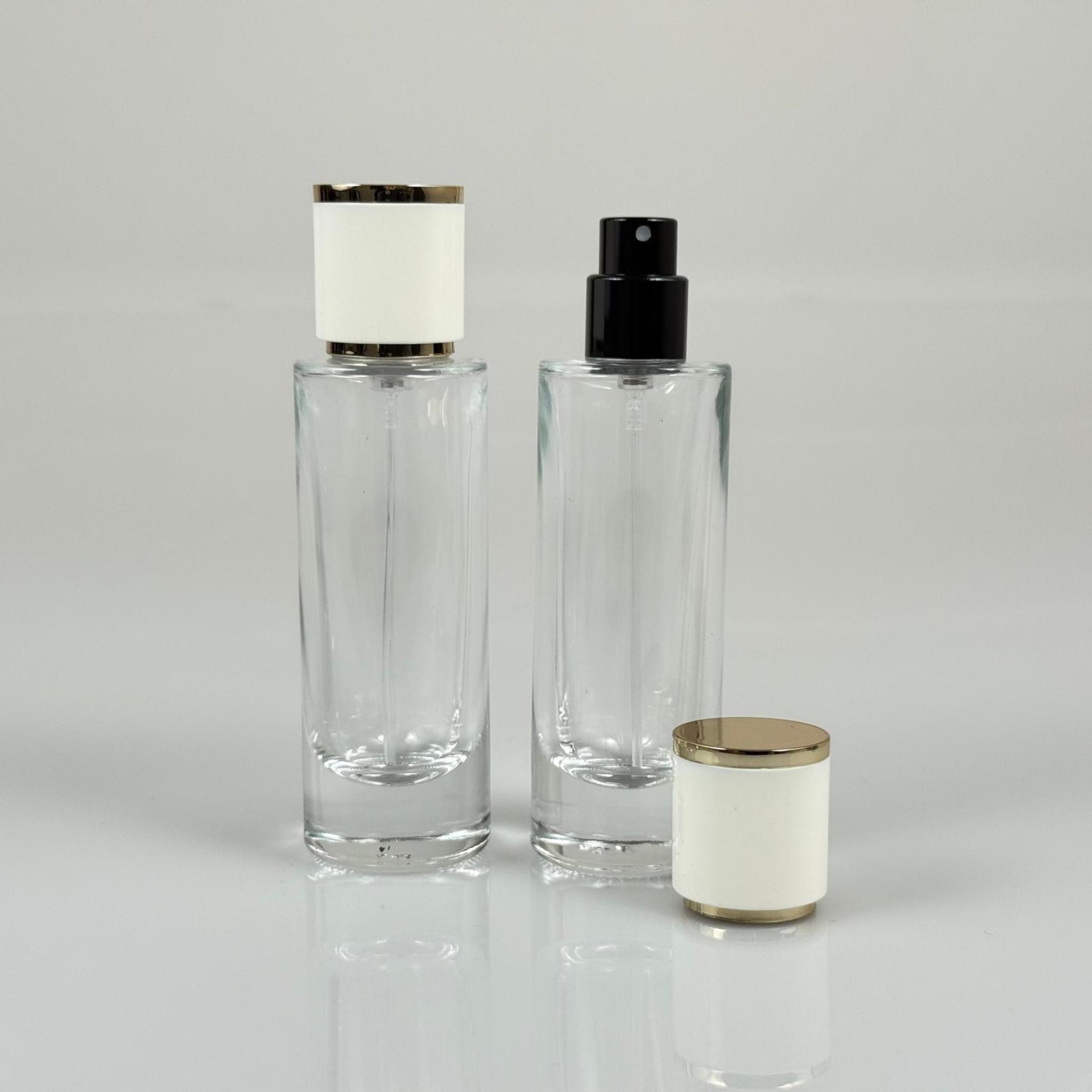 30 ML SİLİNDİR UZUN MODEL PARFÜM ŞİŞESİ - SİYAH METAL SPREYLİ + GOLD BEYAZ KAPAKLI (AĞIZ 15 MM GEÇME KOLAY KAPAMA)