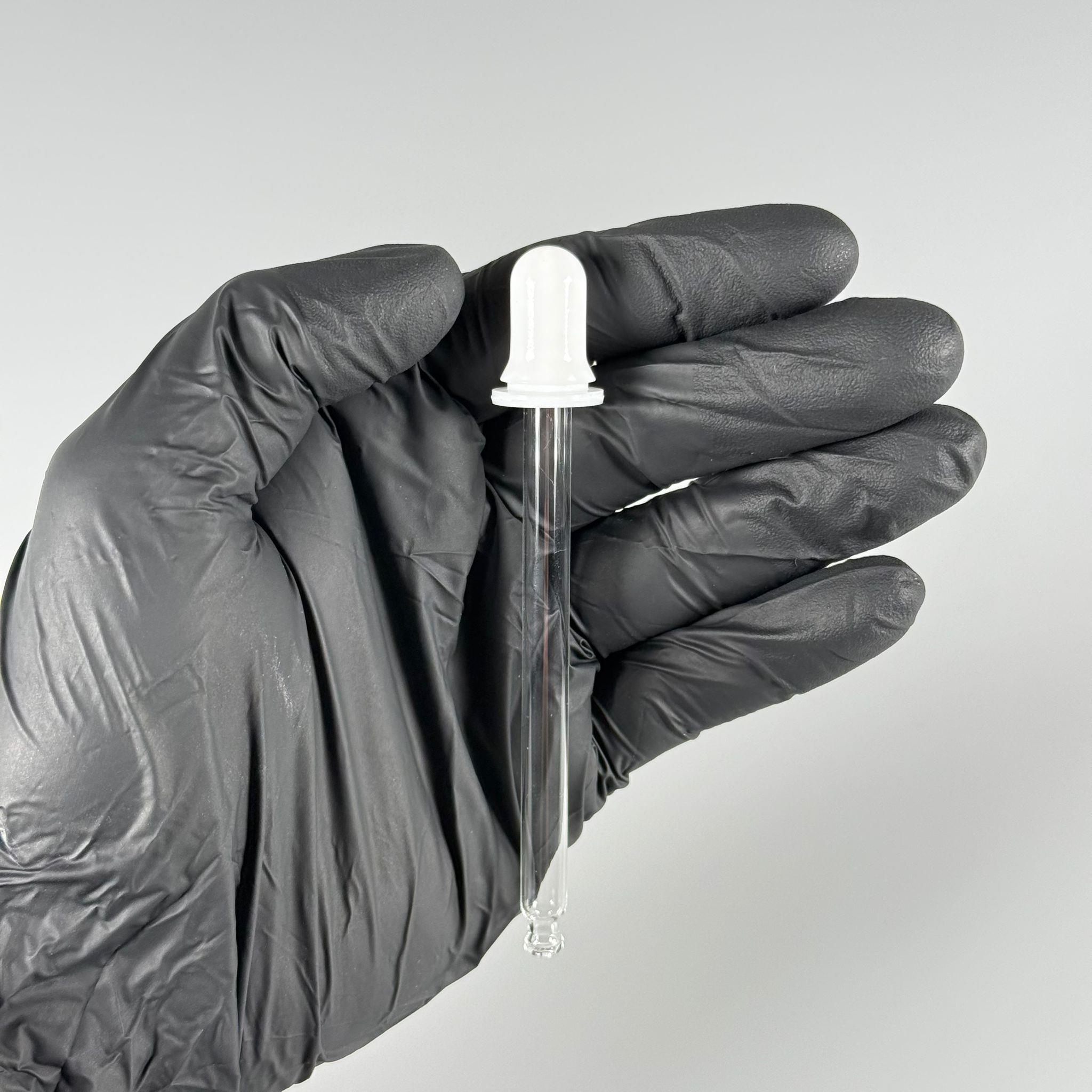 CAM DAMLATMA PİPETİ - DAMLATMA ÇUBUĞU - DAMLALIKLI ÇUBUK - 9 CM CAM - PARFÜM, ESANS, KİMYASAL, GIDA, LABORATUVAR VB İÇİN ÇOK AMAÇLI SİLİKON PUARLI CAM DAMLALIK