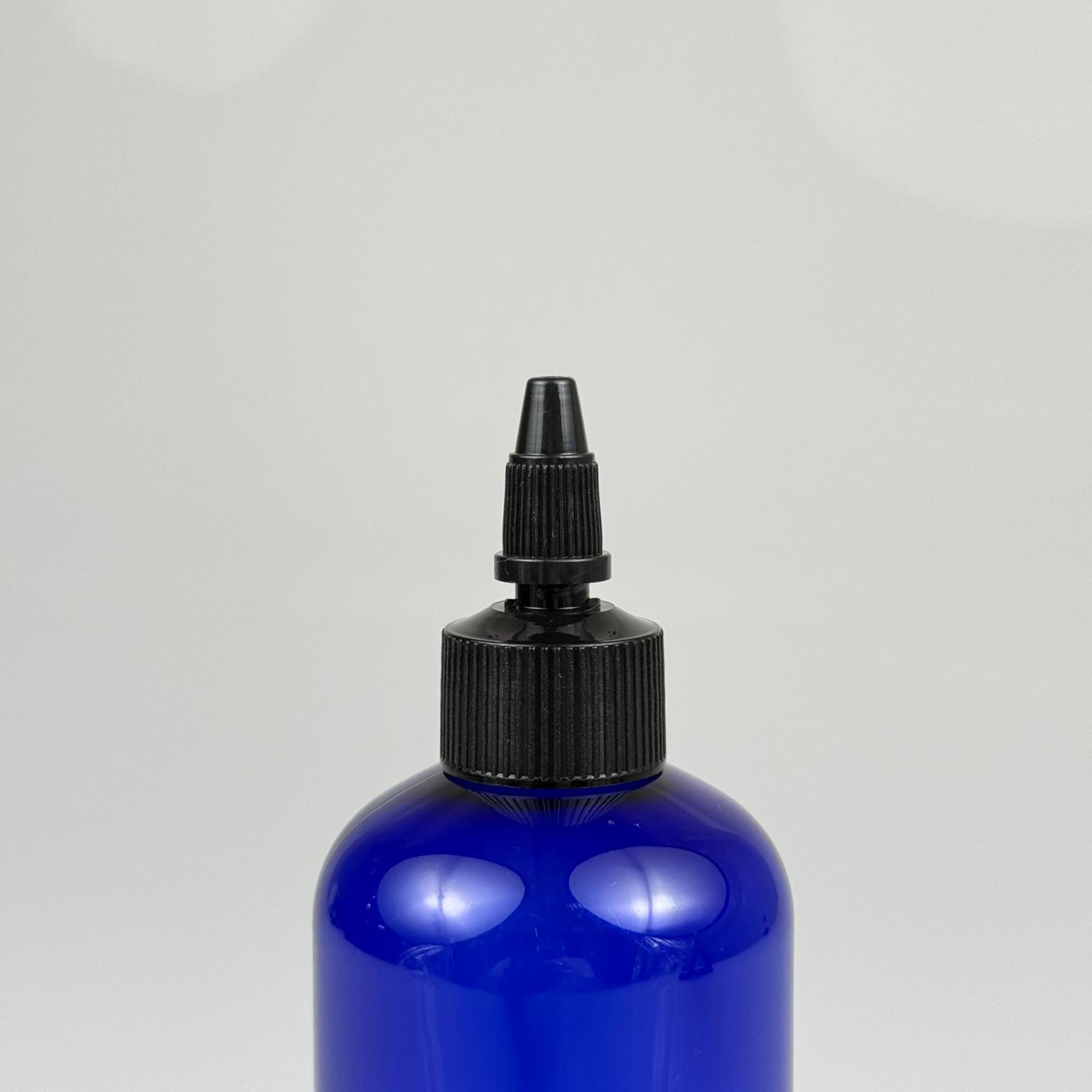 YAĞ, SOS, ACI SOS, SİRKE, SRIRACHA, MÜREKKEP, TUTKAL AKITICI VB BOŞ ŞİŞELERİ - SİYAH SİVRİ TWİST AKITICI KAPAK + 250 ML MAVİ ZEYNEP PET PLASTİK ŞİŞE TAKIM