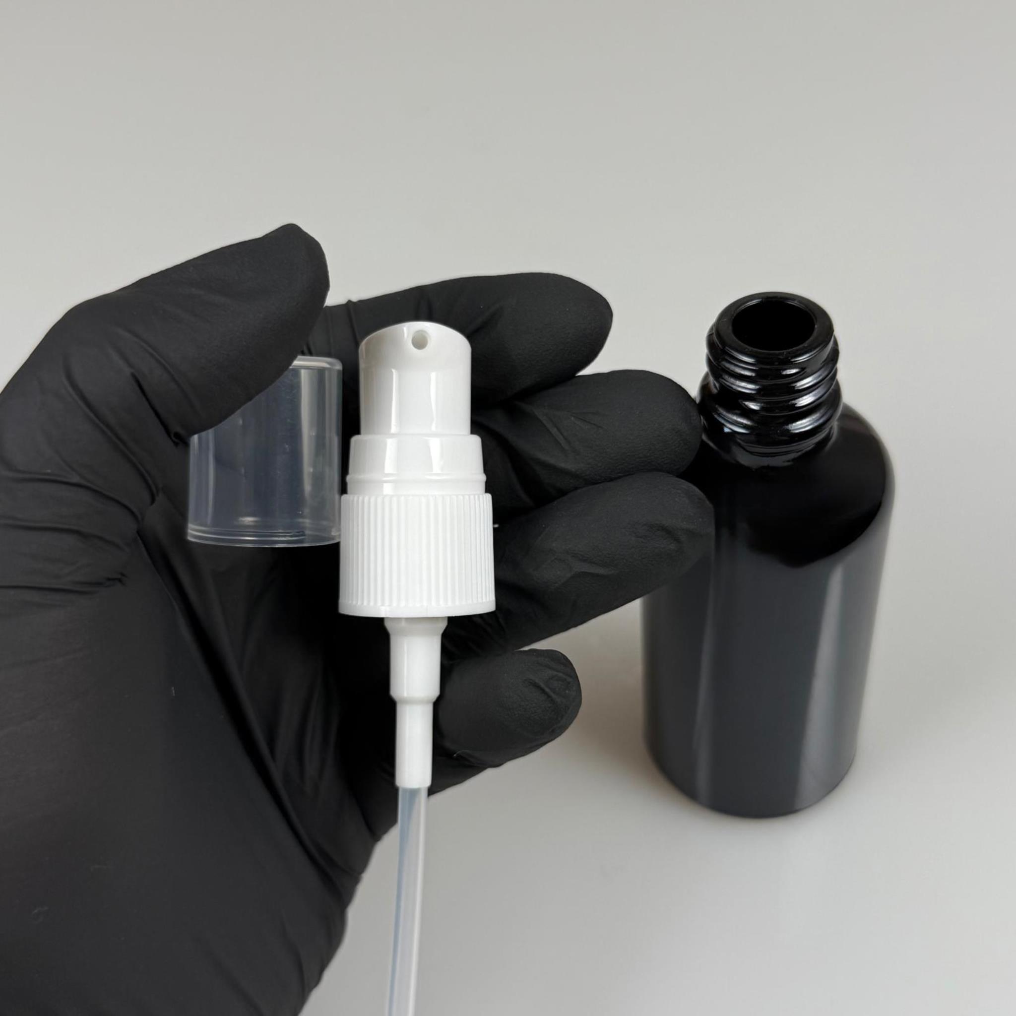 50 CC SİYAH CAM ŞİŞE BEYAZ LOSYON POMPALI TAKIM - 50 ML POMPALI CAM ŞİŞE