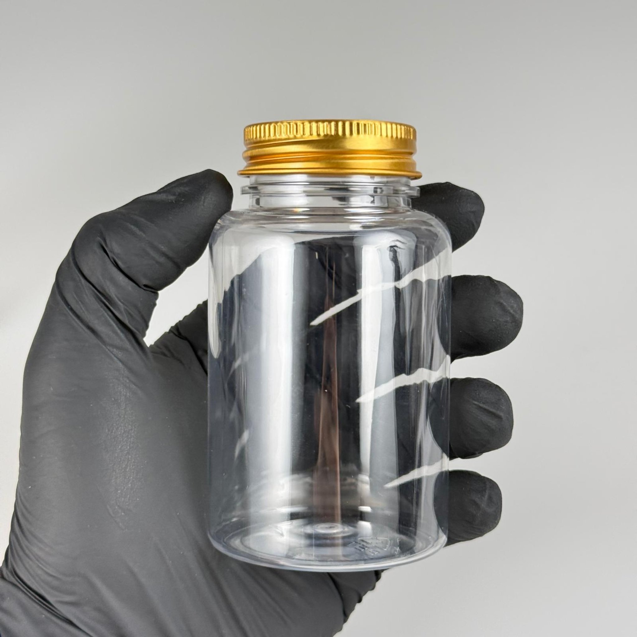 150 CC ŞEFFAF PET PUDRA ŞİŞESİ + KÖPÜK CONTALI GOLD METAL KAPAKLI + PUDRA TIPALI TAKIM - 150 ML PUDRA KUTUSU, EKO TUZLUK