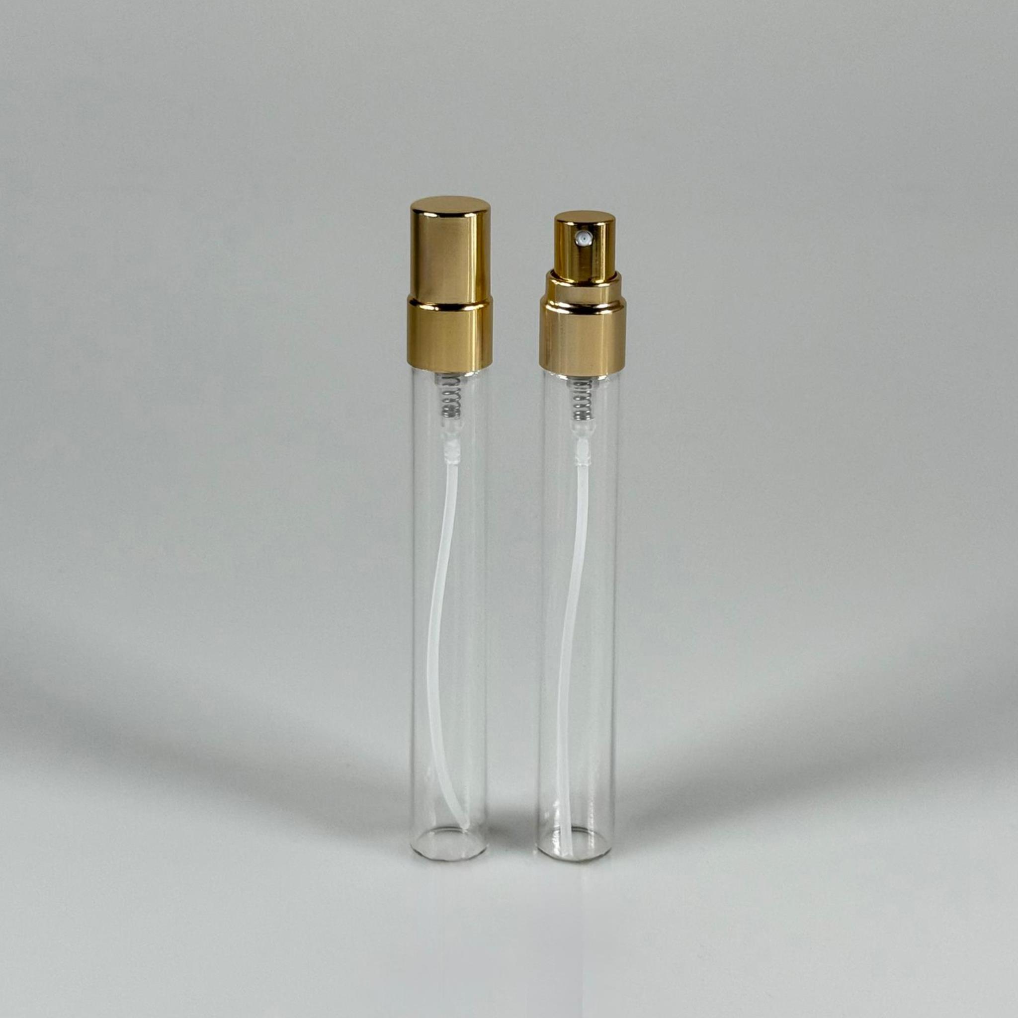 10 CC CAM KALEM PARFÜM ŞİŞESİ GOLD METAL SPREYLİ KAPAKLI TAKIM - 10 ML CAM TÜP PARFÜM ŞİŞESİ - VİDALI SPREY VALF TEKRAR DOLDURULABİLİR