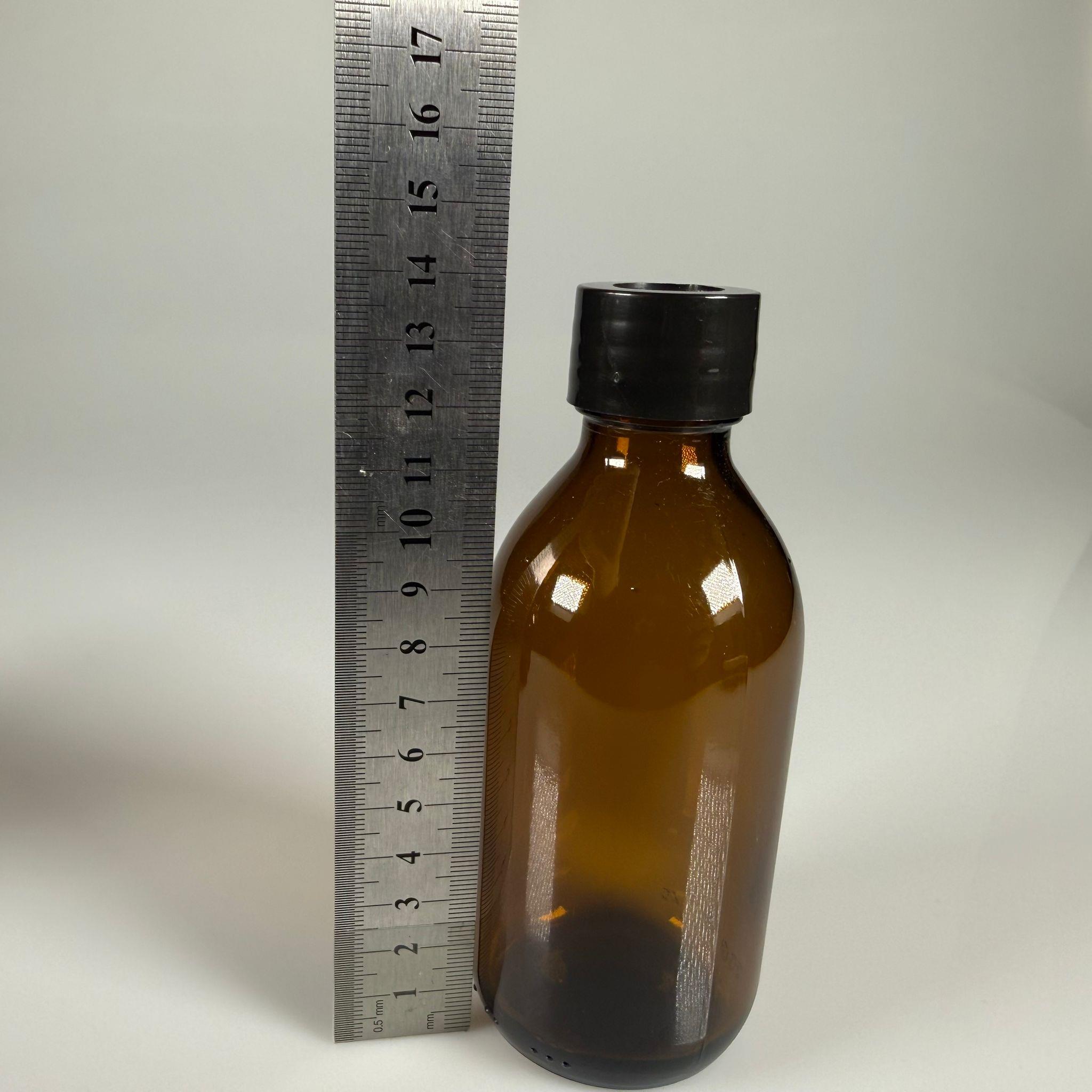 FLAKON ENJEKTÖR SERUM ŞİŞESİ - 200 ML ECZA CAM ŞİŞE + VİDALI DELİKLİ KAPAK (ELLE ÇEVİREREK KAPANIR) + KAUÇUK BUTİL TIPA TAKIM