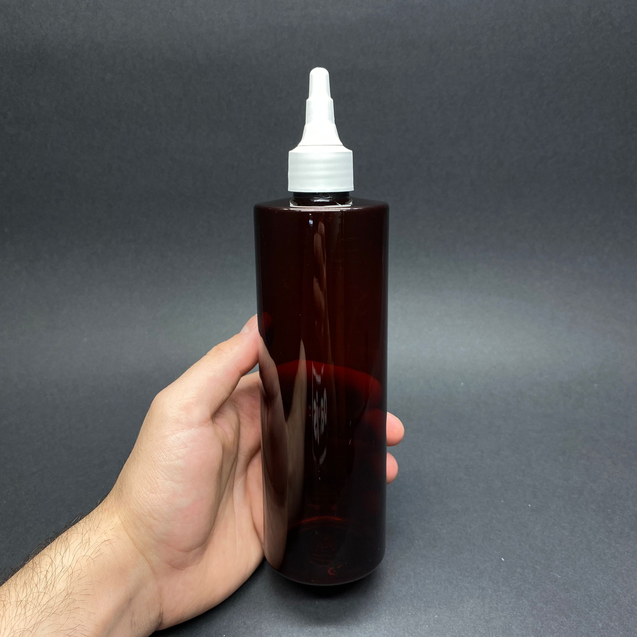 400 CC KÜT BOYUNLU SİLİNDİR PET ŞİŞE (30 GR) - BEYAZ ASANSÖR AKITICI KAPAKLI - 400 ML PLASTİK ŞİŞE - AMBER