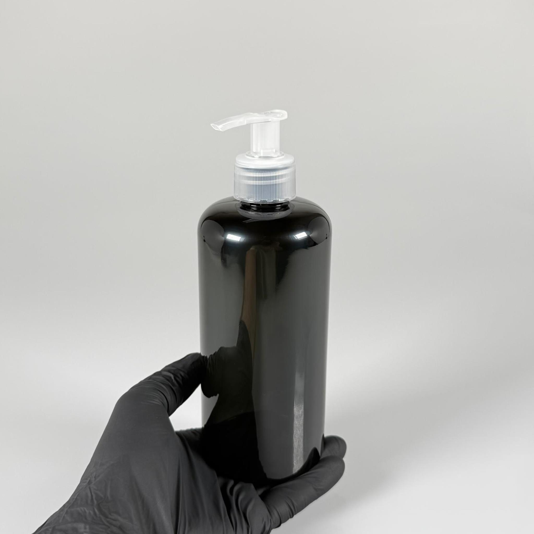 500 CC SİYAH UZUN SİLİNDİR PET ŞİŞE KALIN (26 GR) - ŞEFFAF SIVI SABUN POMPALI - 28 AĞIZ - 500 ML PET ŞİŞE