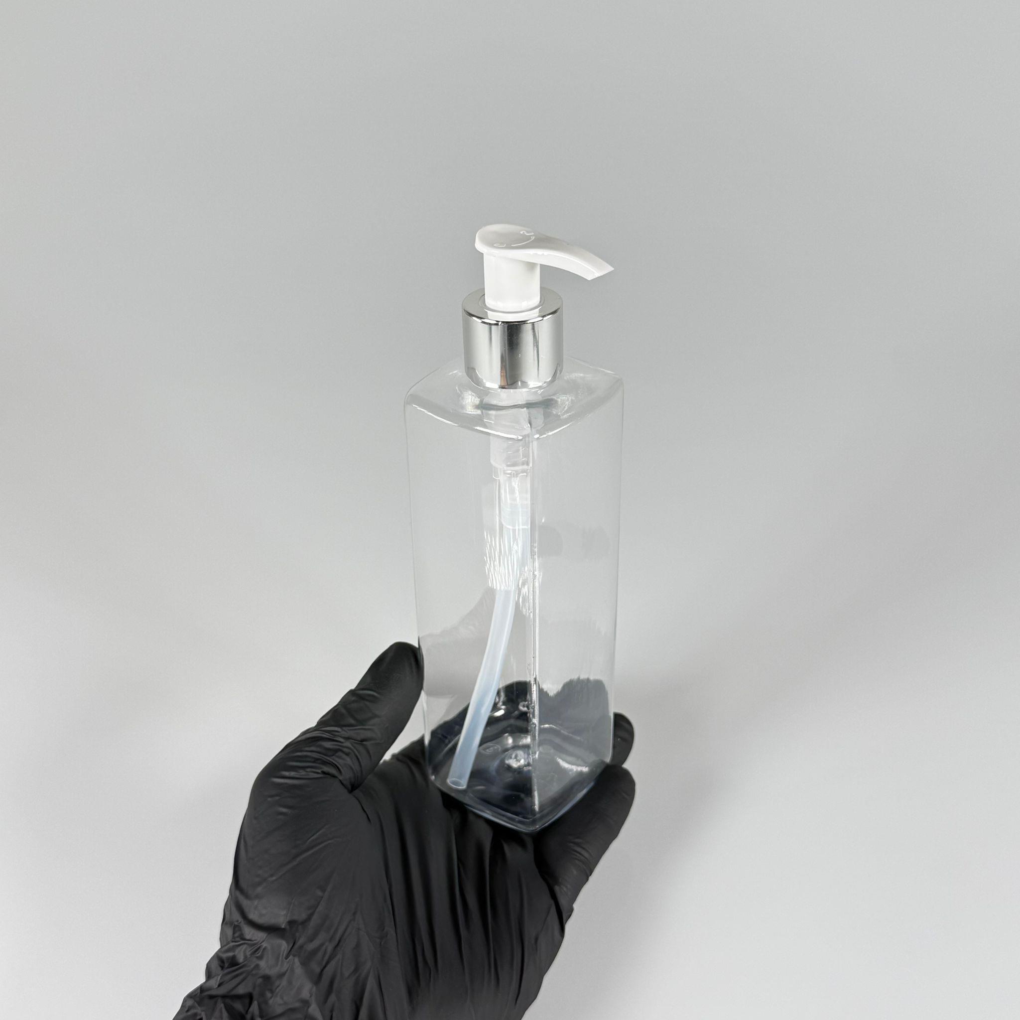 300 CC KARE PET ŞİŞE (31 GR) -  GÜMÜŞ POMPALI - 300 ML KÖŞELİ PLASTİK ŞİŞE
