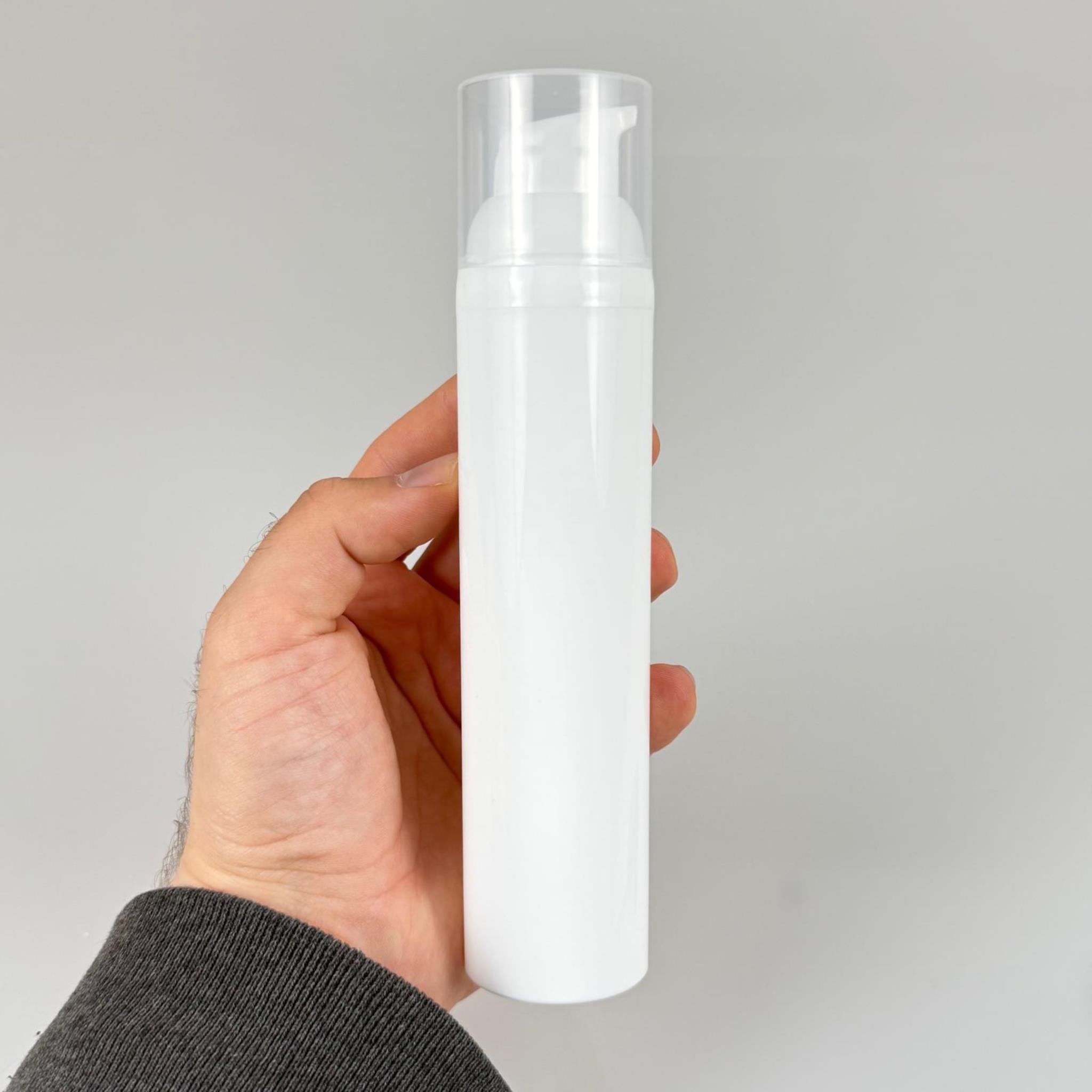 BOŞ KREM VE LOSYON ŞİŞESİ 100 ML BOŞ AİRLESS ŞİŞE - HAVASIZ POMPALI BEYAZ AİRLESS ASANSÖR ŞİŞE - GÜNEŞ KREMİ , TONİK VB AMBALAJI