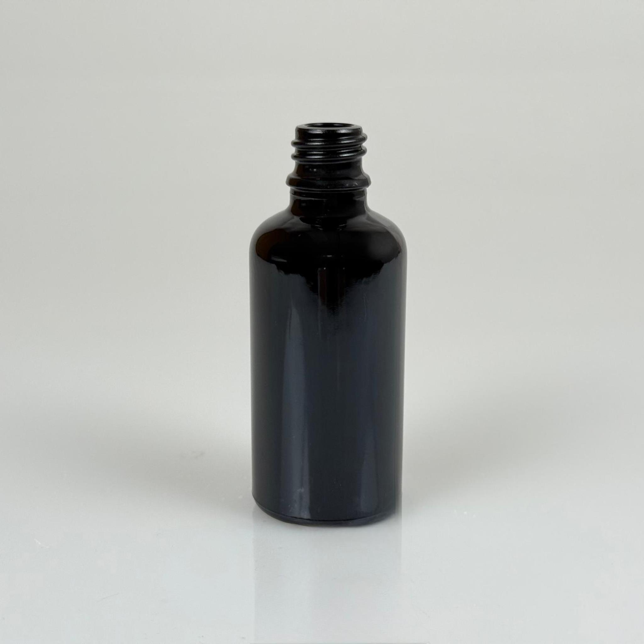 50 CC SİYAH CAM ŞİŞE KAPAKSIZ (18 AĞIZ) - 50 ML CAM ŞİŞE