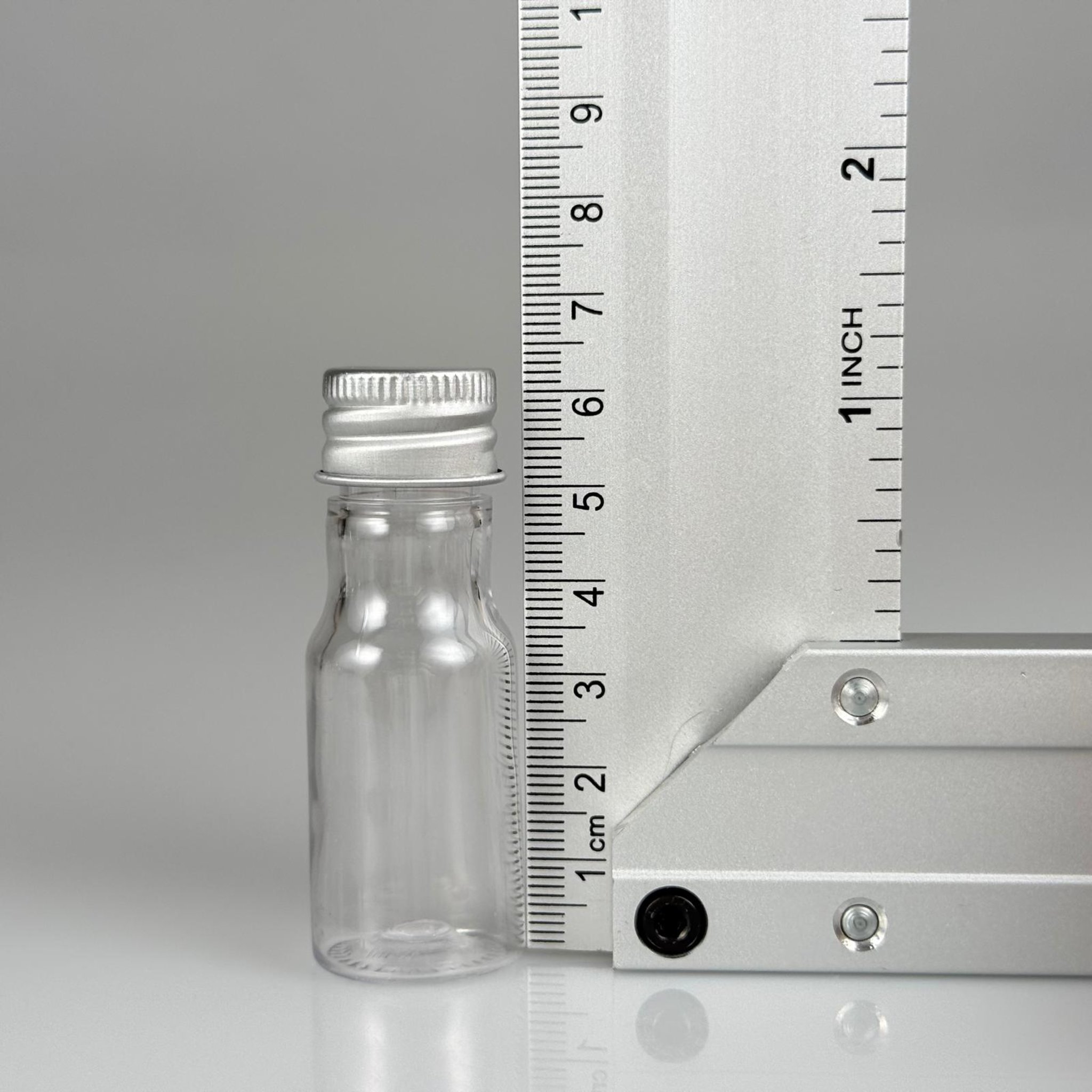 10 CC ŞEFFAF PET ŞİŞE + KÖPÜK CONTALI GÜMÜŞ ALÜMİNYUM METAL KAPAKLI + KÖR TIPALI TAKIM - 10 ML PLASTİK ŞİŞE (SİLME 15 CC)
