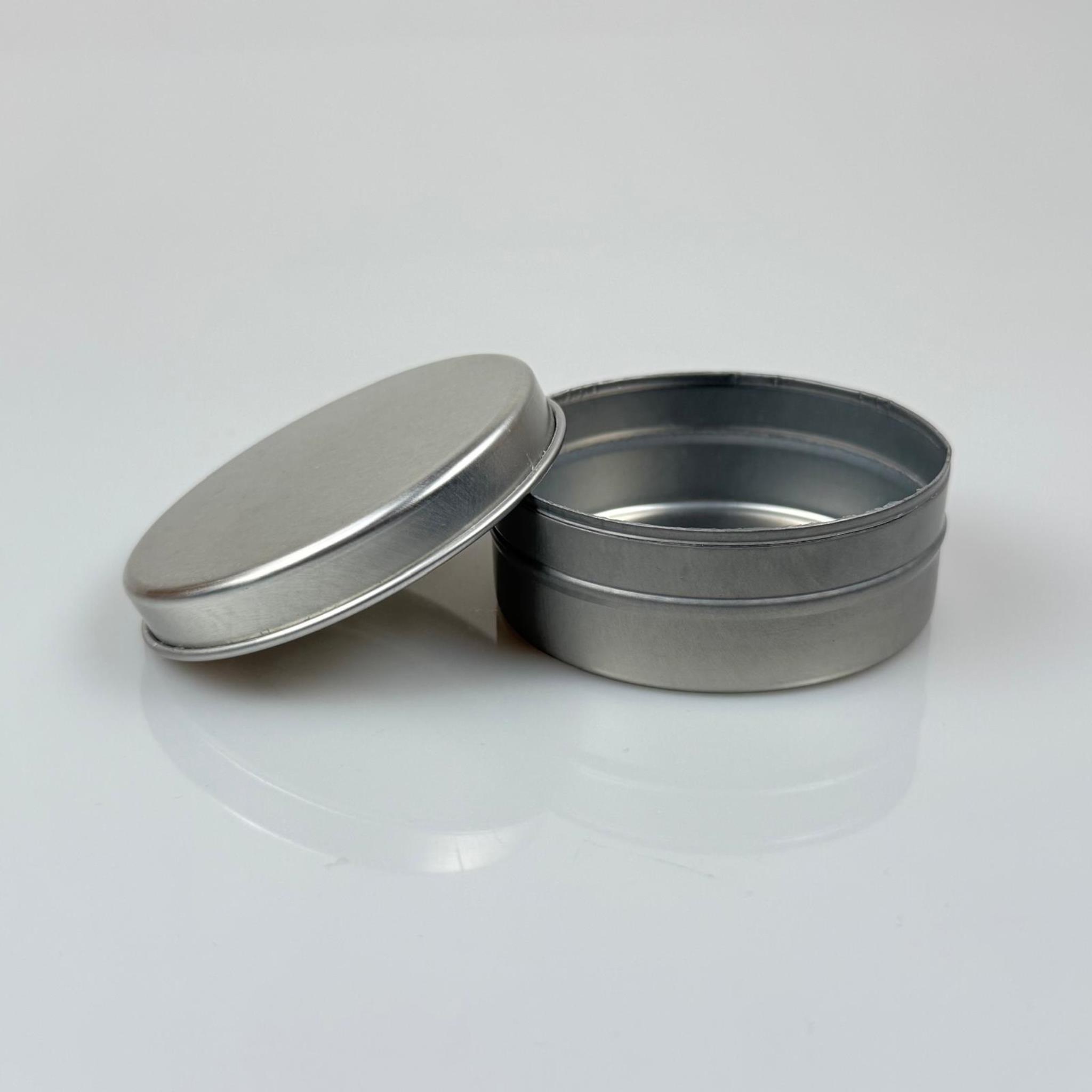 100 CC TENEKE KUTU - GÜMÜŞ - GÜMÜŞ KAPAKLI - METAL AMBALAJ - MUM TENEKESİ 77 X 28 MM