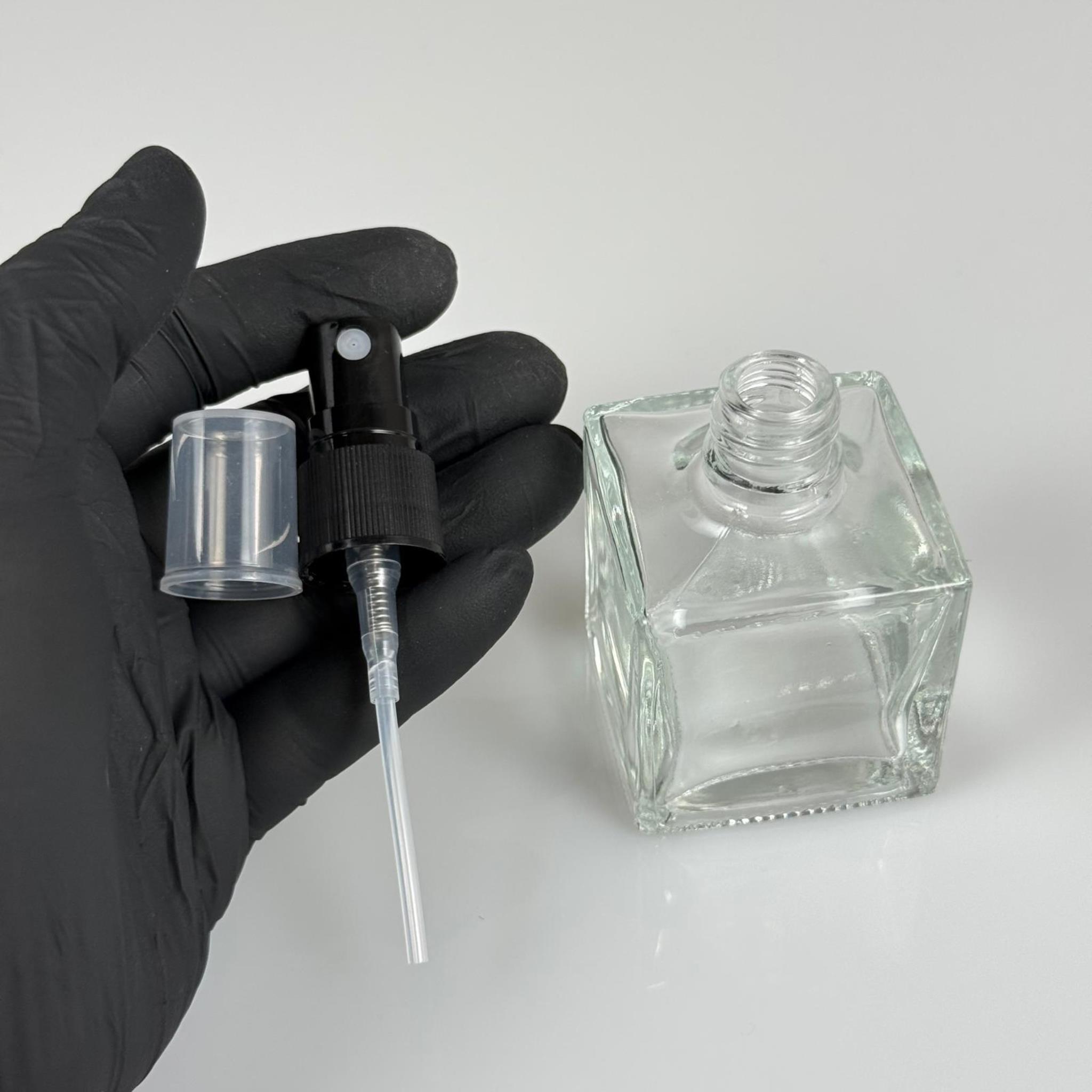 50 CC KARE ŞİŞE - SİYAH SPREYLİ - 50 ML KÖŞELİ SPREYLİ CAM ŞİŞE