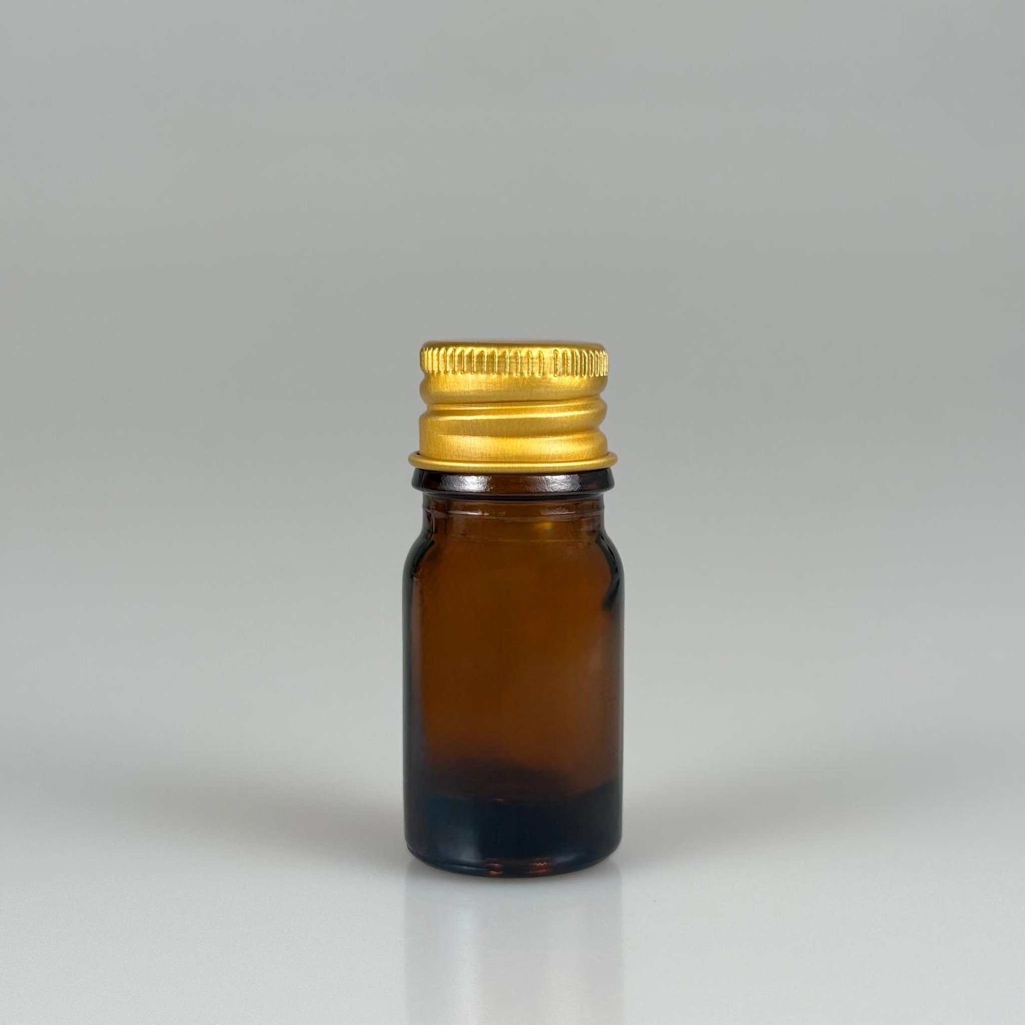 5 CC AMBER CAM ŞİŞE + KÖPÜK CONTALI GOLD ALÜMİNYUM METAL KAPAKLI TAKIM - 5 ML KAHVERENGİCAM ŞİŞE