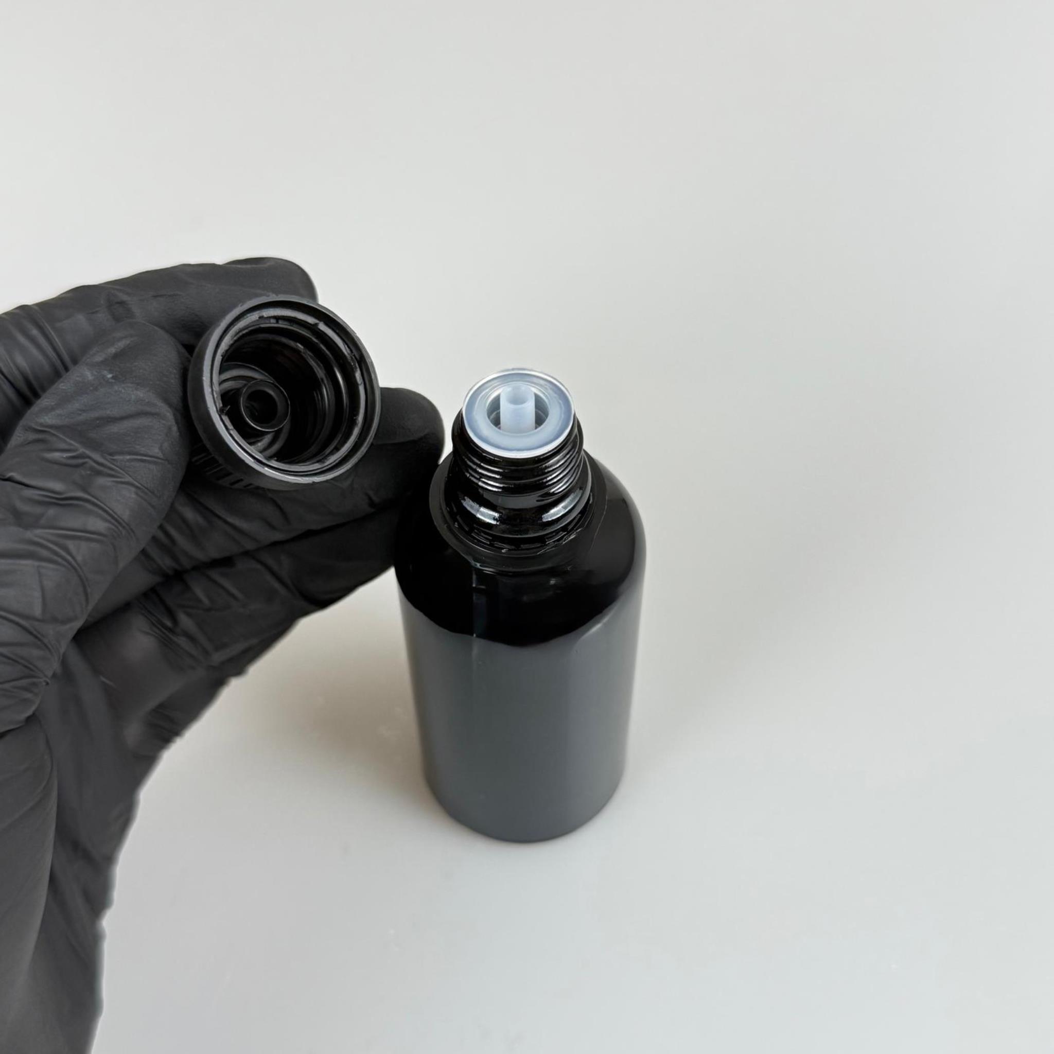 50 CC SİYAH İÇTEN DAMLALIKLI - SİYAH KİLİT KAPAKLI CAM ŞİŞE - 50 ML SİYAH STANDART İÇTEN DAMLALIKLI CAM ŞİŞE
