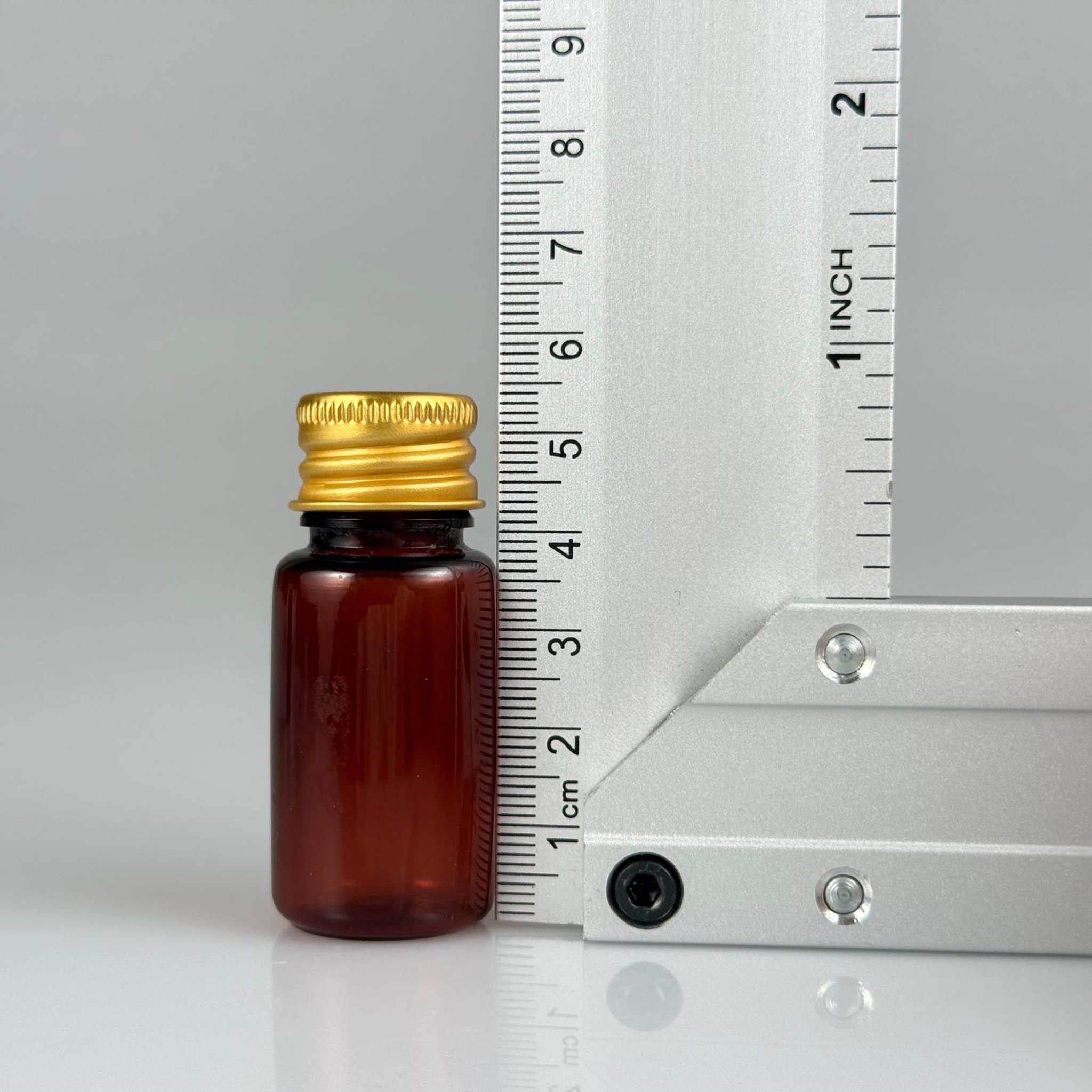 10 CC AMBER PET SHOT ŞİŞE - KÖPÜK CONTALI GOLD ALÜMİNYUM METAL KAPAKLI + KÖR TIPALI TAKIM - 10 ML KAHVERENGİ PLASTİK ŞİŞE