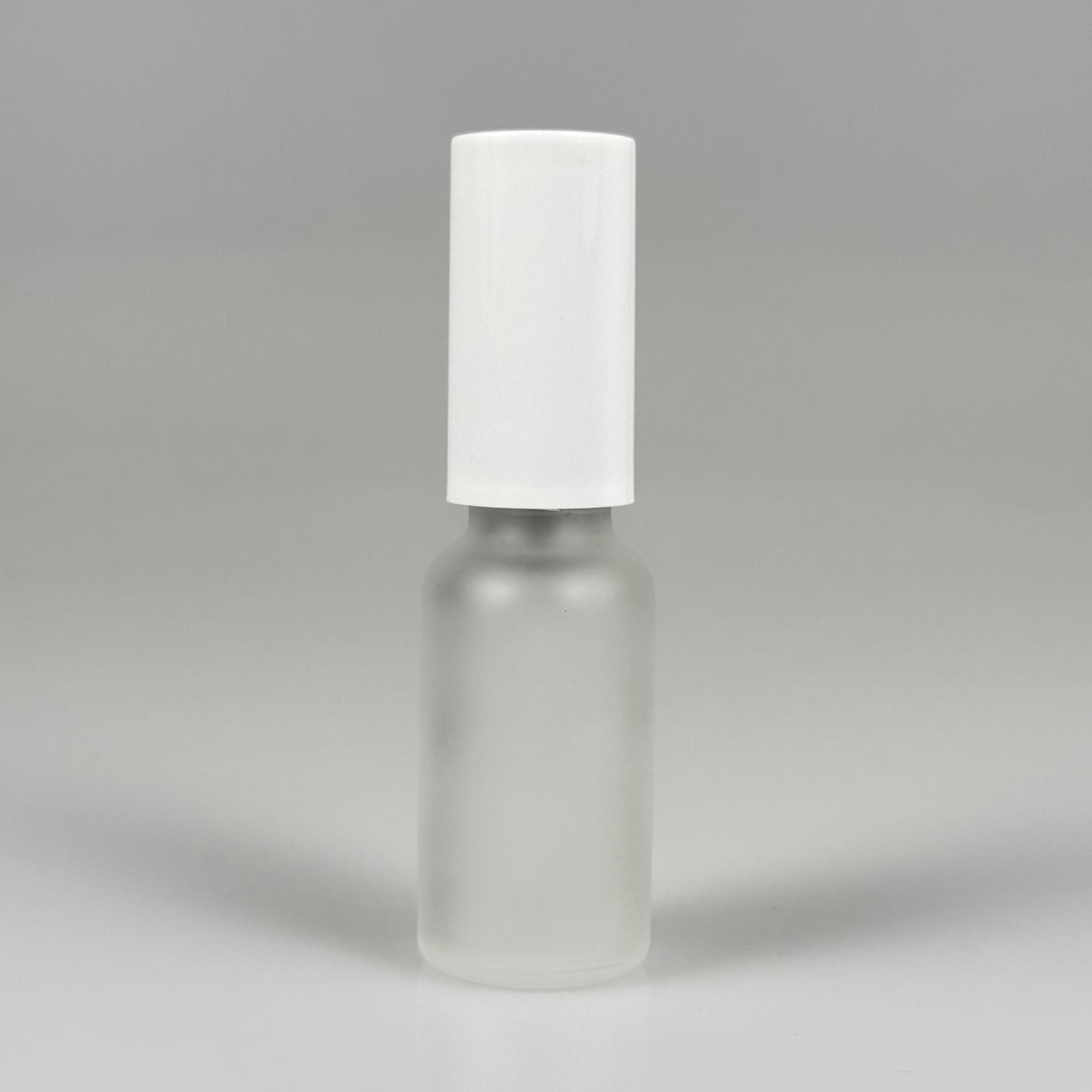 20 CC BUZLU CAM ŞİŞE - BEYAZ PLASTİK KAPAK - SİYAH SPREYLİ - 20 ML PARFÜM ŞİŞESİ