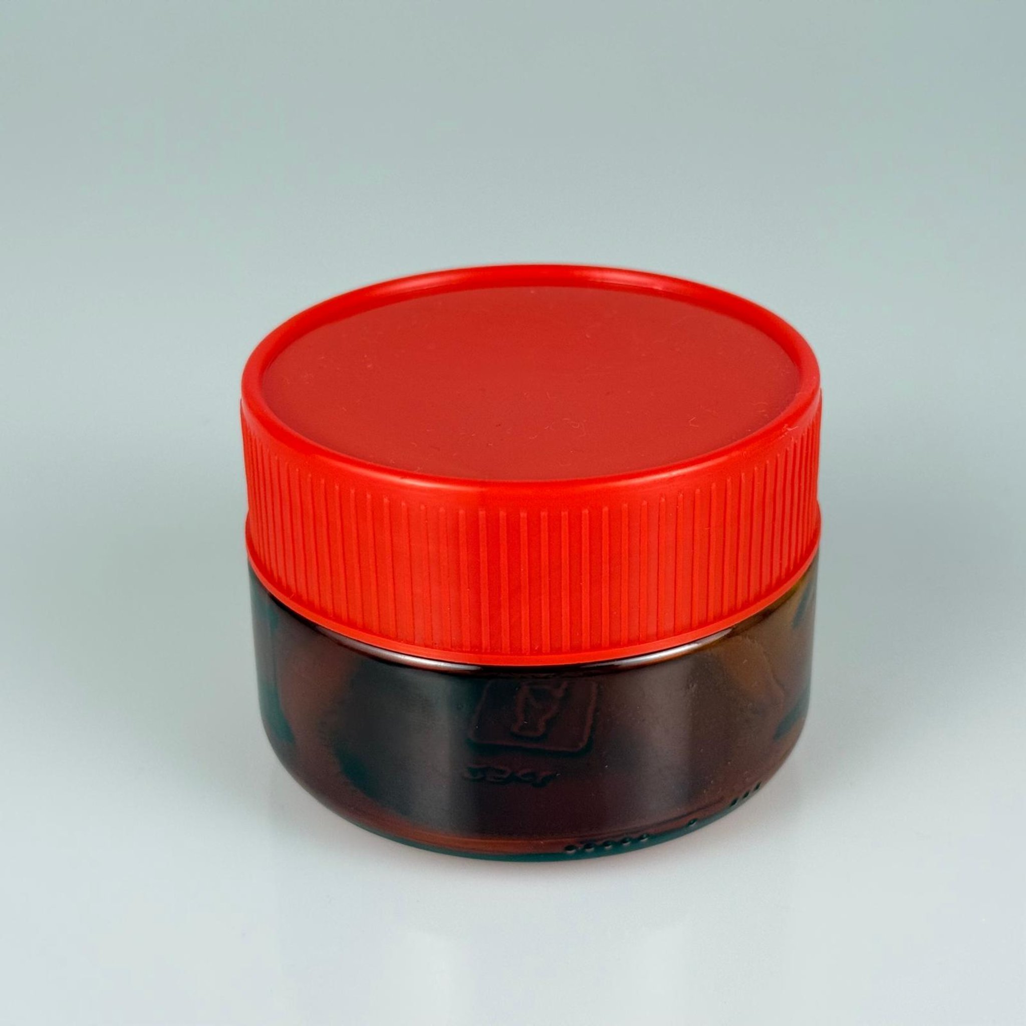 230 CC AMBER CAM KAVANOZ - KIRMIZI PLASTİK KAPAKLI - 230 ML CAM KAVANOZ - MUM KAVANOZU