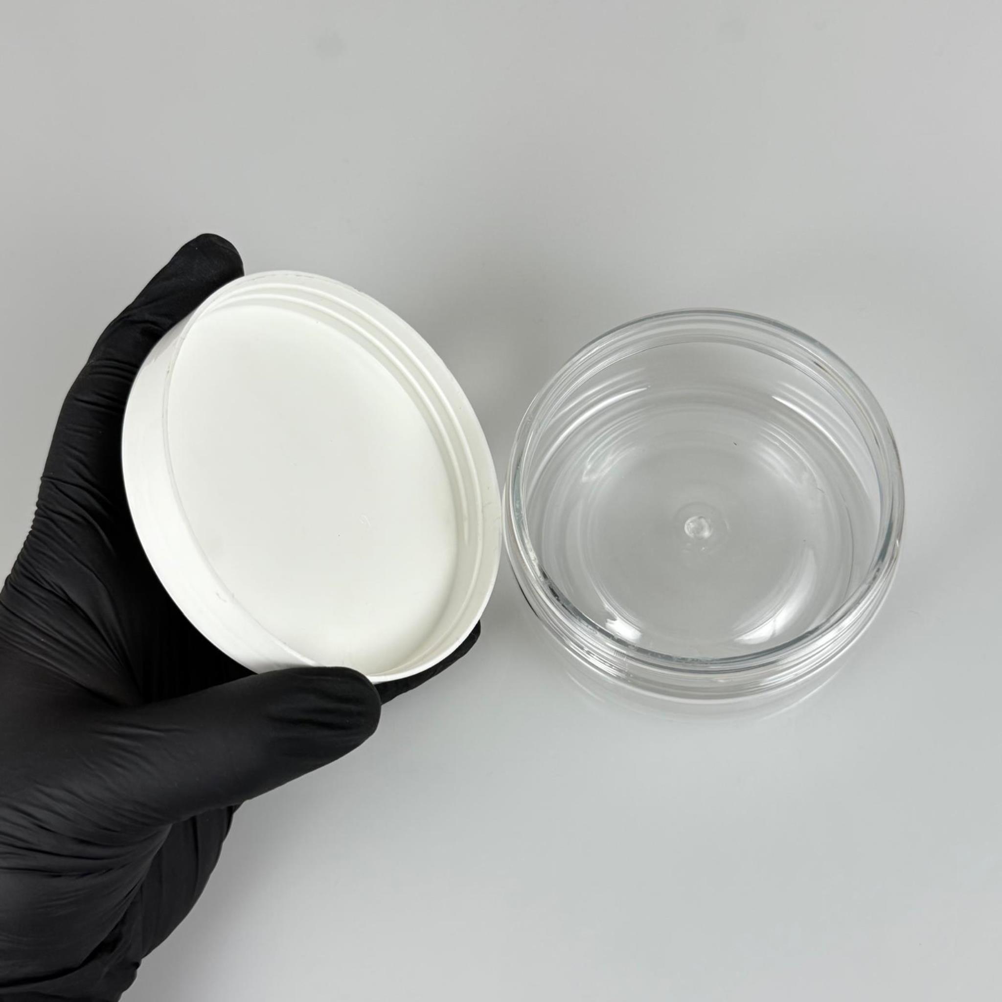 150 CC ŞEFFAF PET KREM KAVANOZU + BEYAZ PLASTİK KAPAK