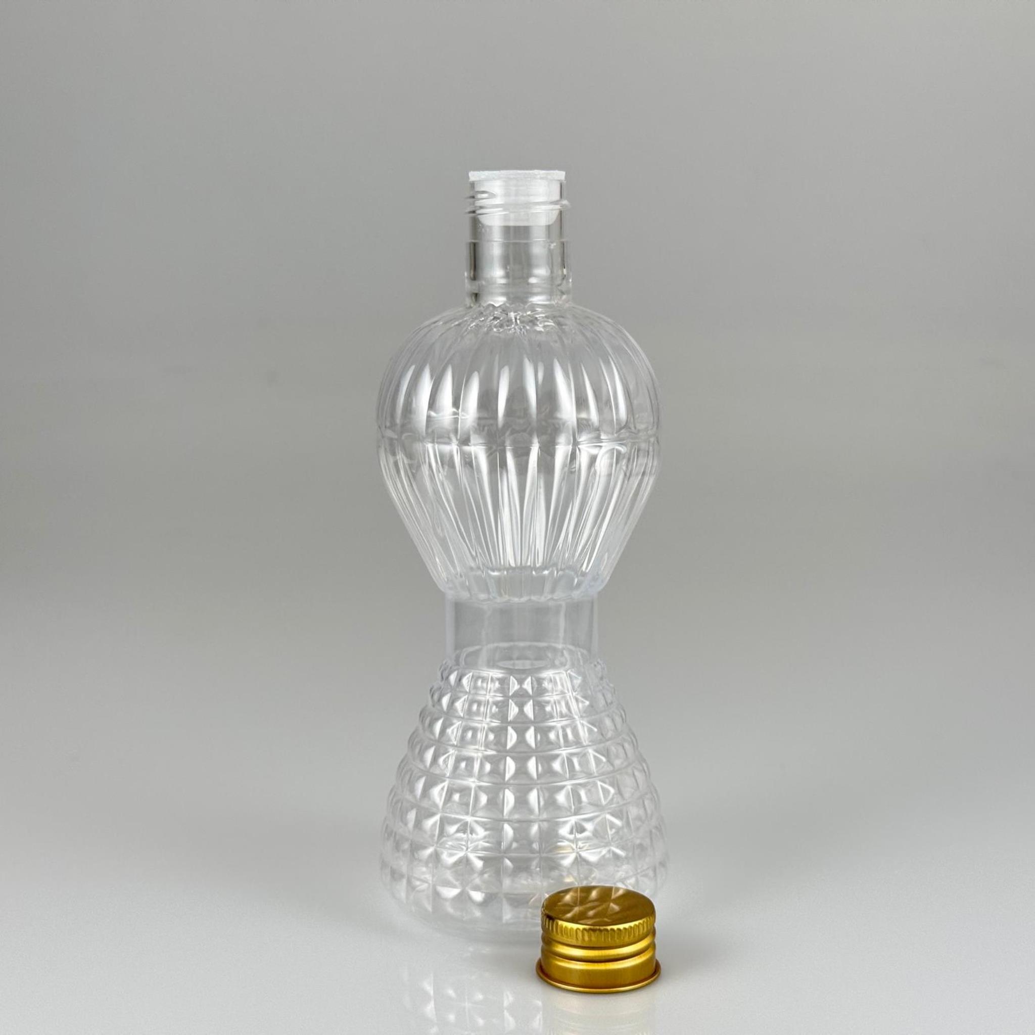 300 CC PIRLANTA ŞİŞE (CAMPET) 24 AĞIZ + KÖPÜK CONTALI GOLD METAL ALÜMİNYUM KAPAK + KOLONYA TIPALI TAKIM - 300 ML KAPAKLI PLASTİK ŞİŞELER
