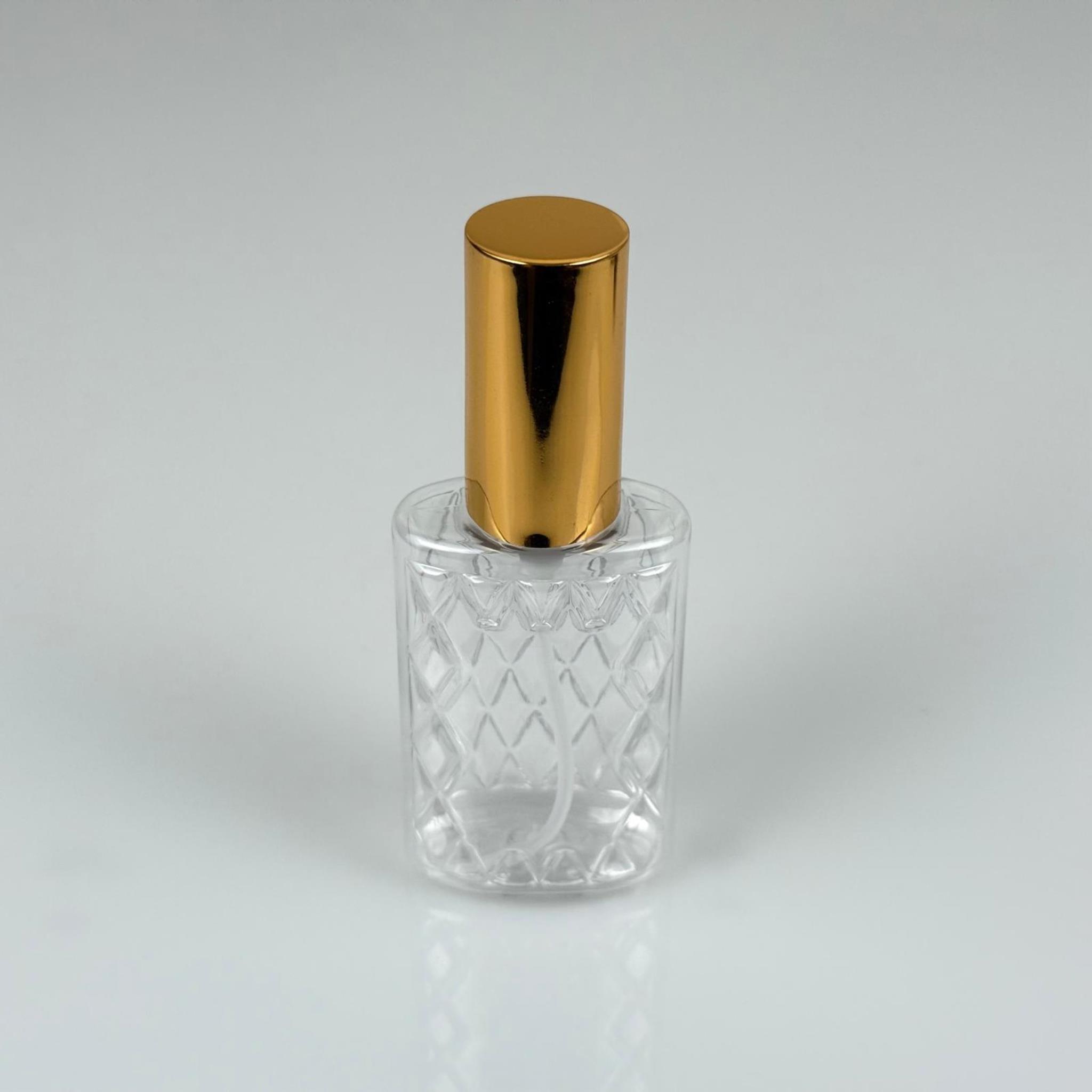 50 ML PET KOLONYA, PARFÜM VB ŞİŞELERİ - METAL ALÜMİNYUM GOLD KAPAK + VİDALI SPREY + 50 CC KÖŞELİ ŞEFFAF ŞİŞE SET TAKIM