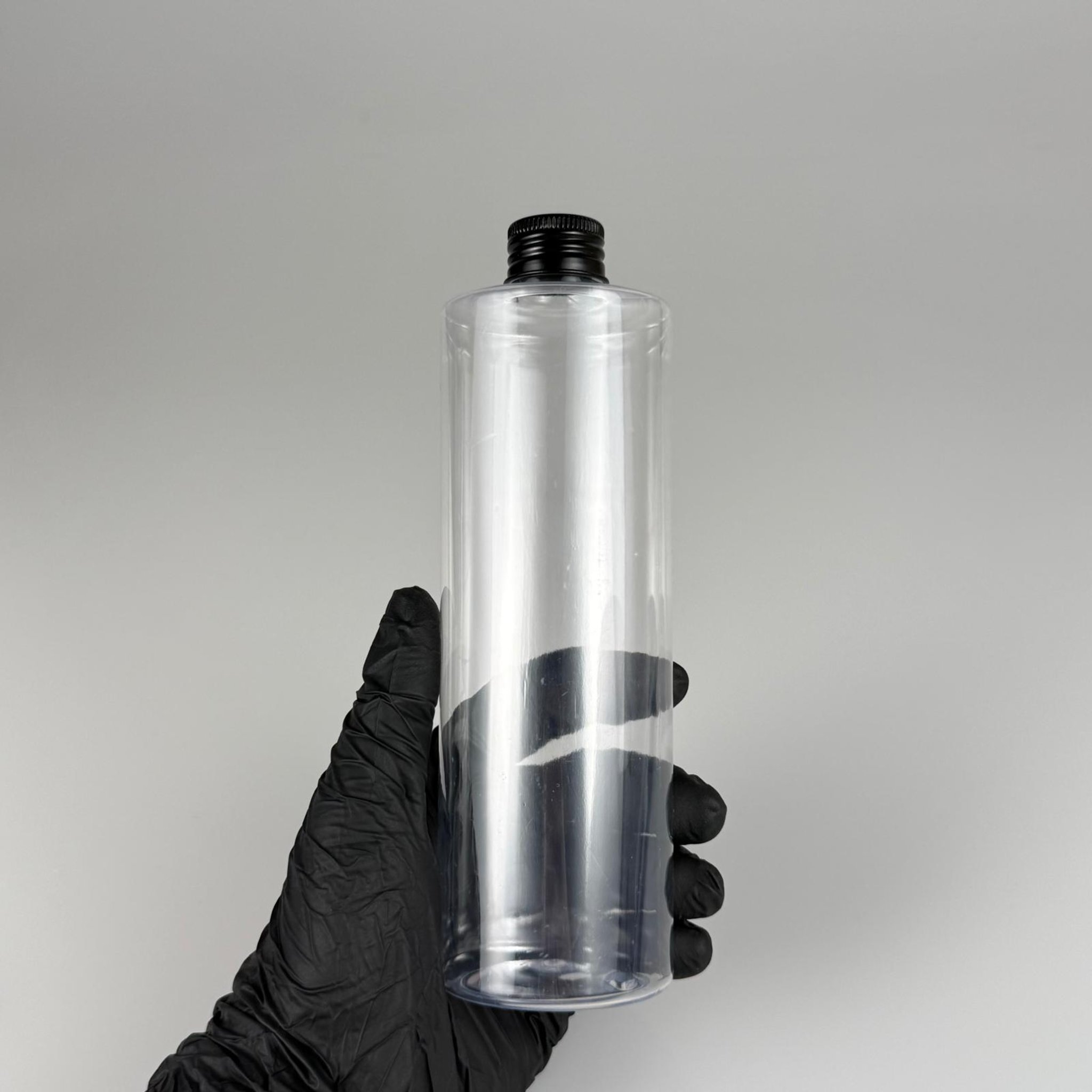 400 CC ŞEFFAF KÜT BOYUNLU SİLİNDİR PET ŞİŞE (30 GR - 24 AĞIZ ) + KÖPÜK CONTALI SİYAH METAL ALÜMİNYUM KAPAKLI TAKIM - 400 ML KAPAKLI ŞEFFAF PLASTİK ŞİŞELER