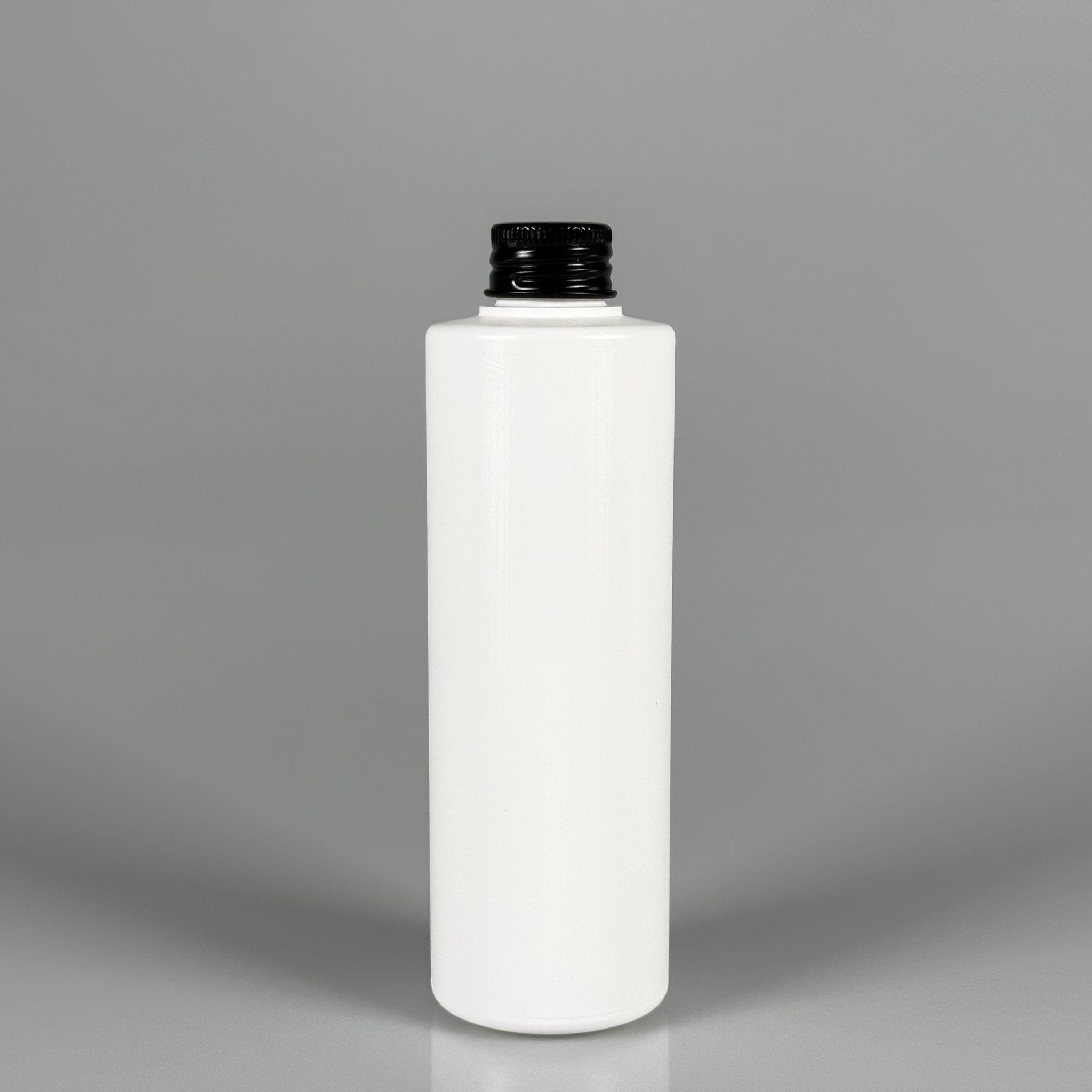 200 CC (SİLME 250 CC) BEYAZ SİLİNDİR MODEL MAT SERT POLİETİLEN ŞİŞE - SİYAH METAL KAPAKLI - 200 ML BEYAZ PLASTİK ŞİŞE