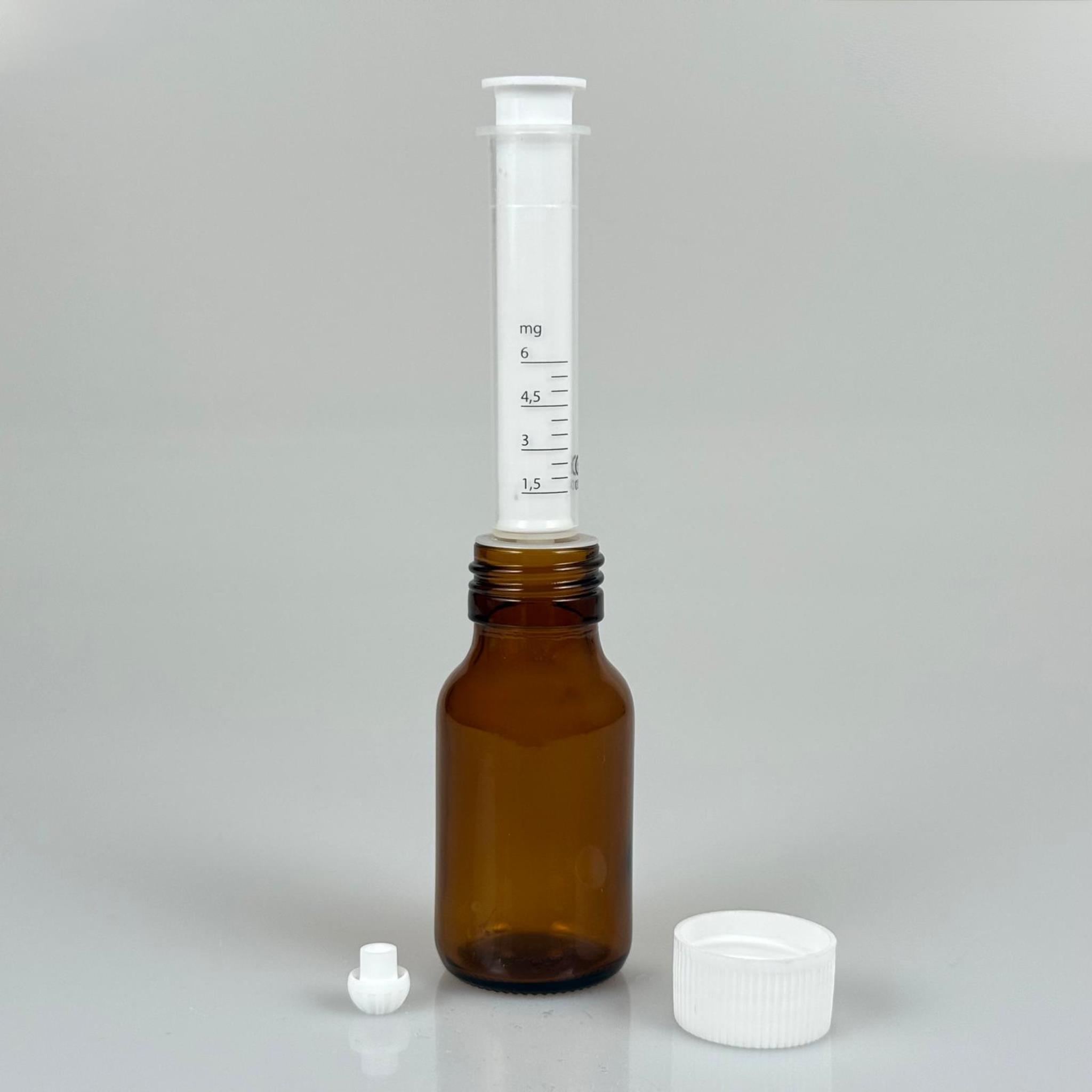 50 ML CAM ECZA ŞİŞESİ + 6 ML DOZAJ PİPETİ + DOZAJ TIPASI + CONTALI PLASTİK KAPAK TAKIM