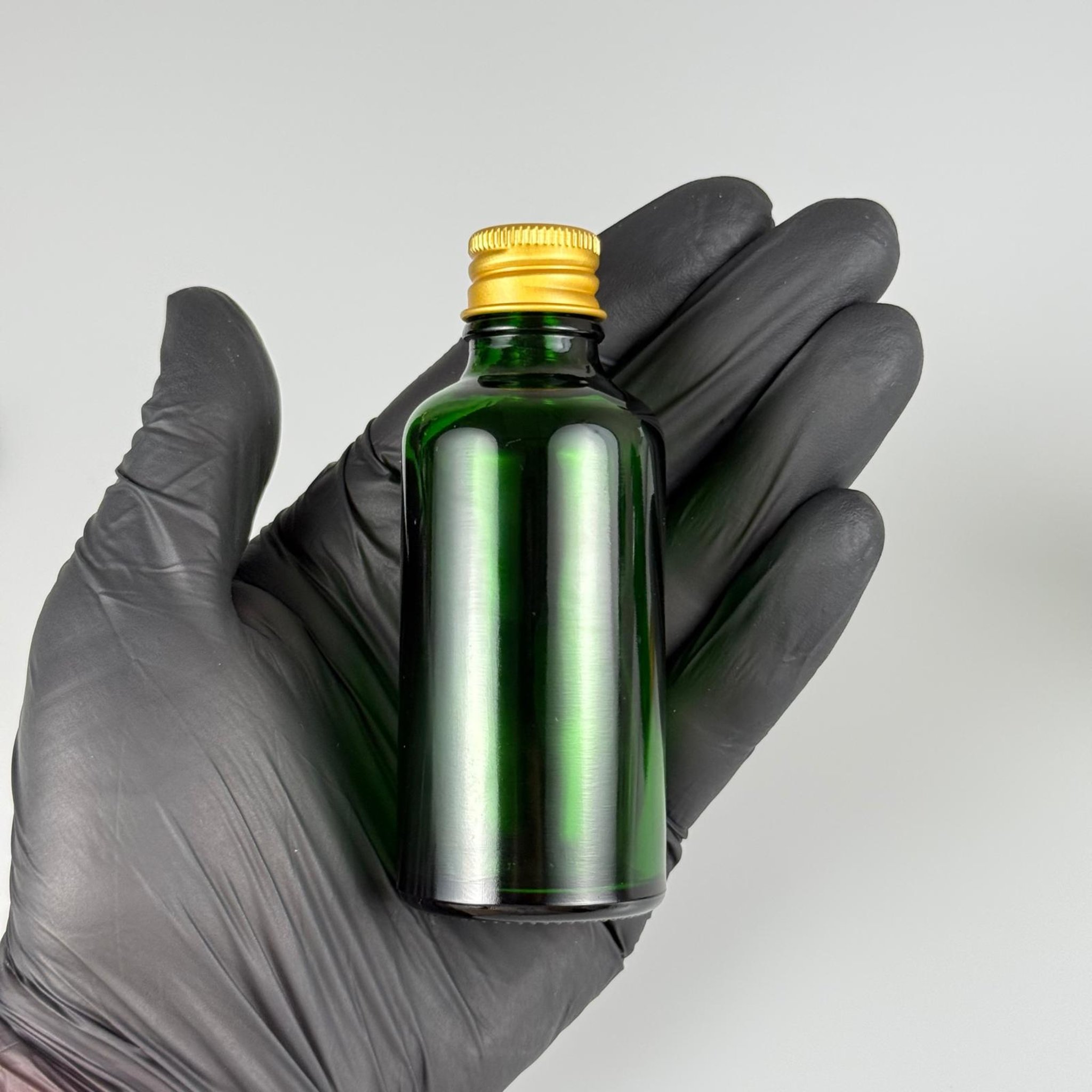 50 CC YEŞİL CAM ŞİŞE + KÖPÜK CONTALI GOLD ALÜMİNYUM METAL KAPAKLI + KÖR TIPALI TAKIM - 50 ML YEŞİL CAM ŞİŞE