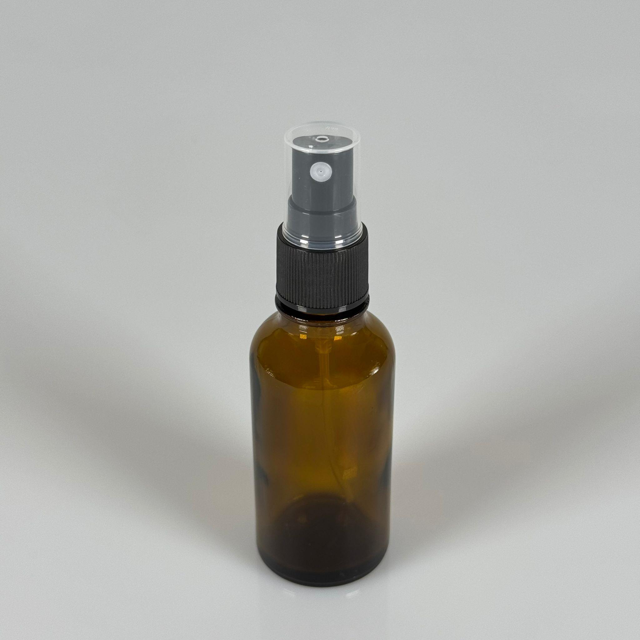 50 CC AMBER KAHVERENGİ CAM ŞİŞE + SİYAH SPREY VALF