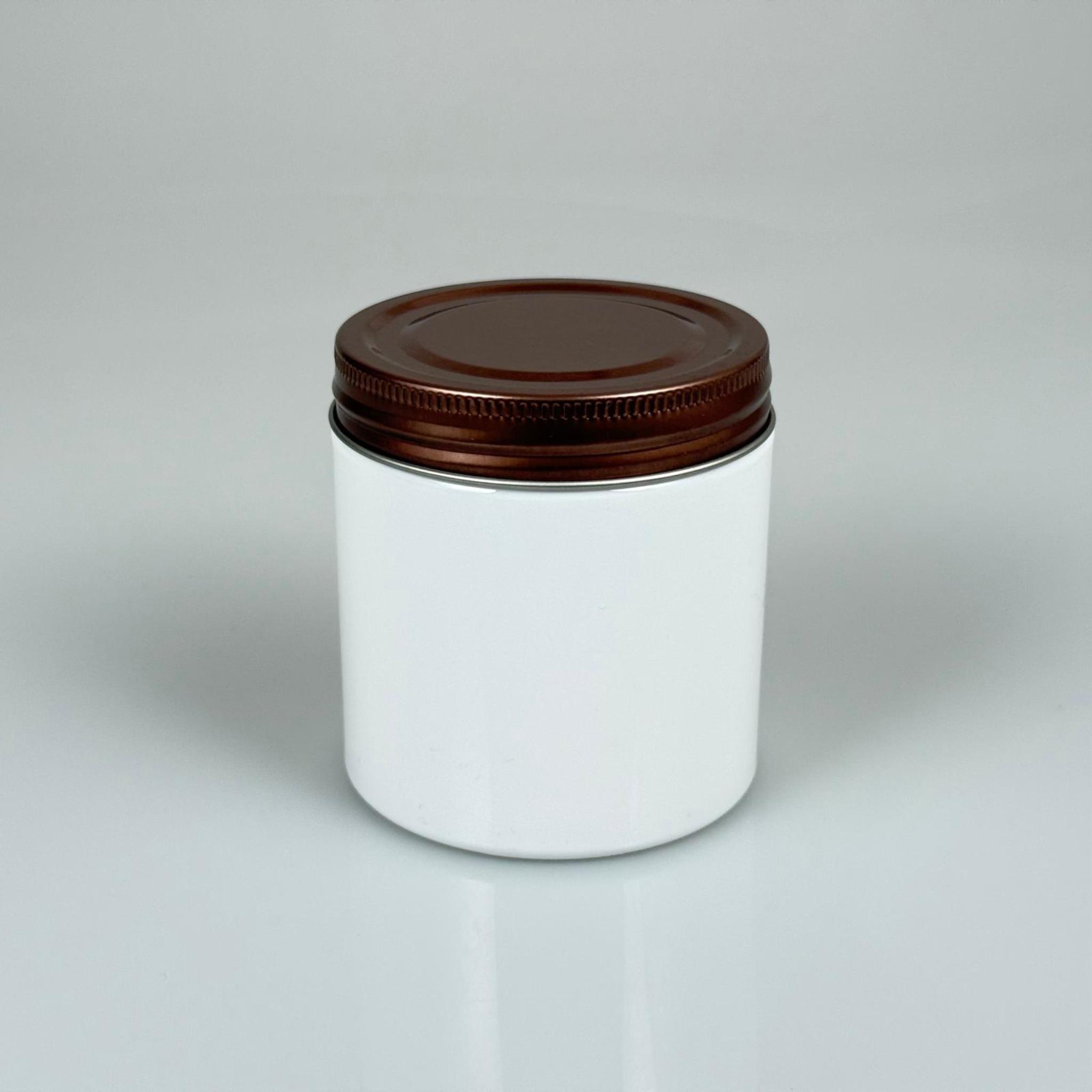 250 CC BEYAZ SERT PLASTİK KAVANOZ - BRONZ METAL KAPAKLI - 250 ML METAL KAPAKLI PLASTİK KAVANOZ - KOZMETİK KAVANOZ, GIDA KAVANOZU VE KREM KAVANOZU OLARAK KULLANABİLİRSİNİZ