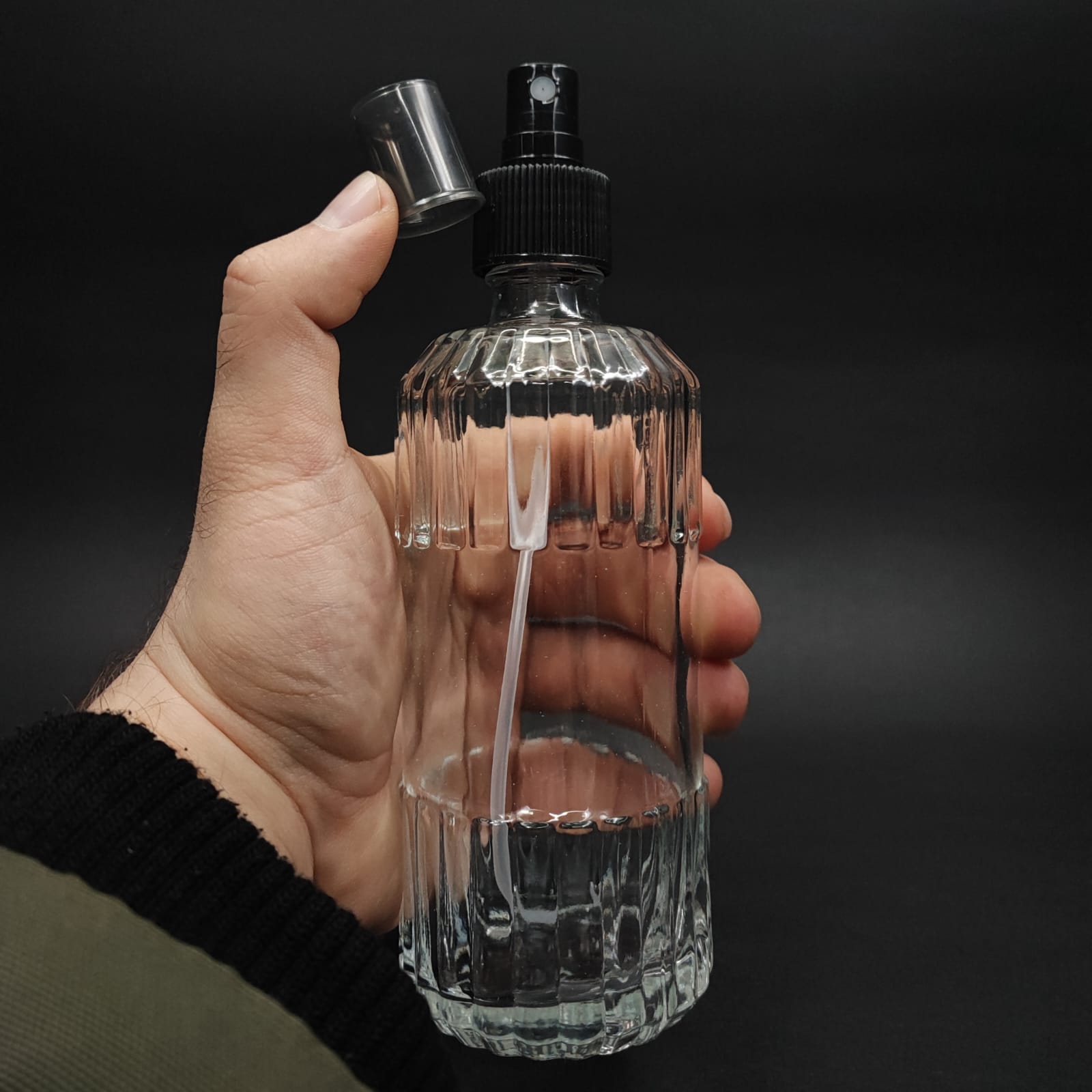 200 CC SİLİNDİR ZÜMRÜT MODEL CAM KOLONYA ŞİŞE - SİYAH SPREYLİ - 200 ML ZÜMRÜT CAM KOLONYA ŞİŞELERİ