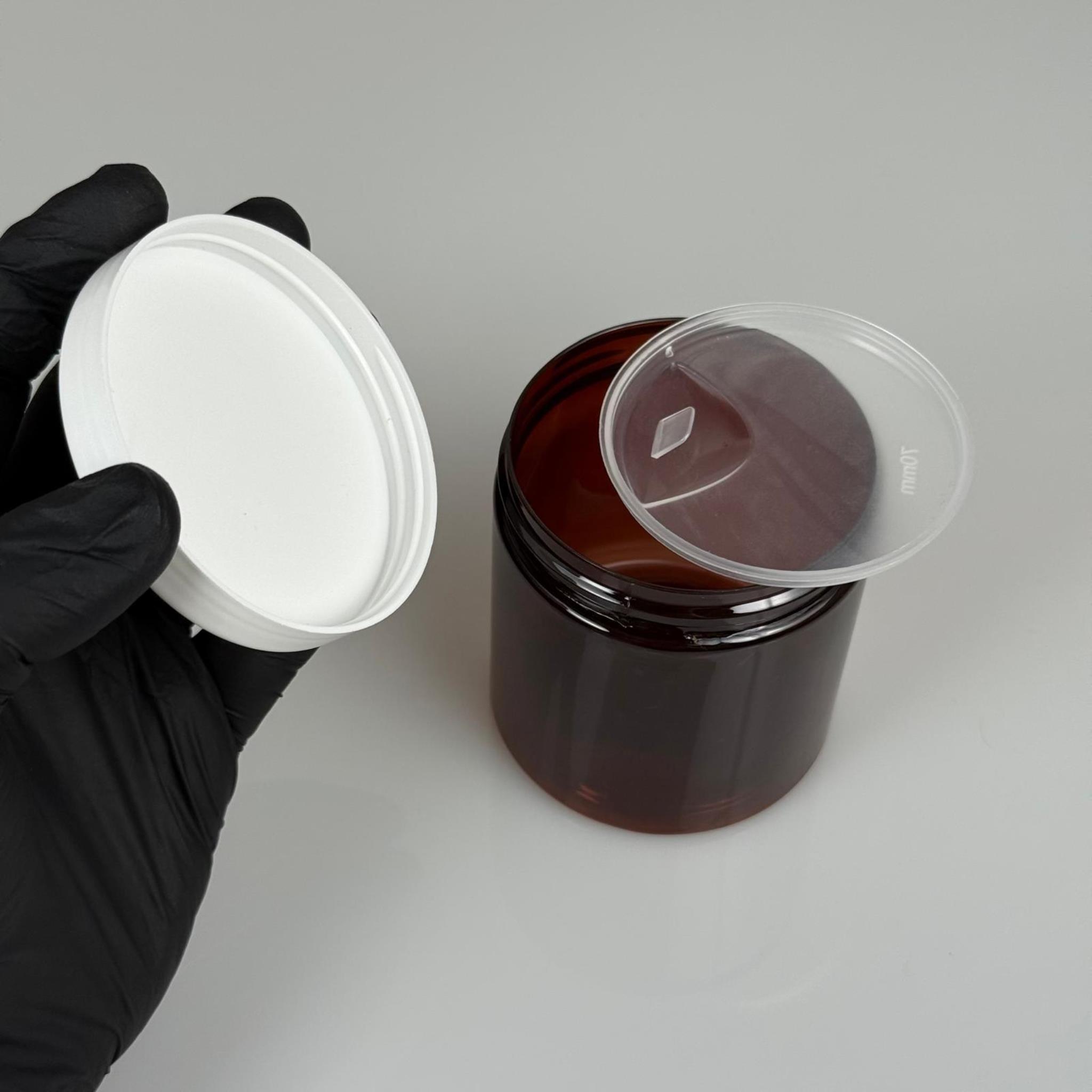 250 ML SERT PET KAVANOZ + BEYAZ PLASTİK KAPAK + İÇ TIPA - 250 CC KALIN AMBER PLASTİK KAVANOZ BEYAZ PLASTİK KAPAKLI İÇ TIPALI TAKIM - KREM KAVANOZLARI