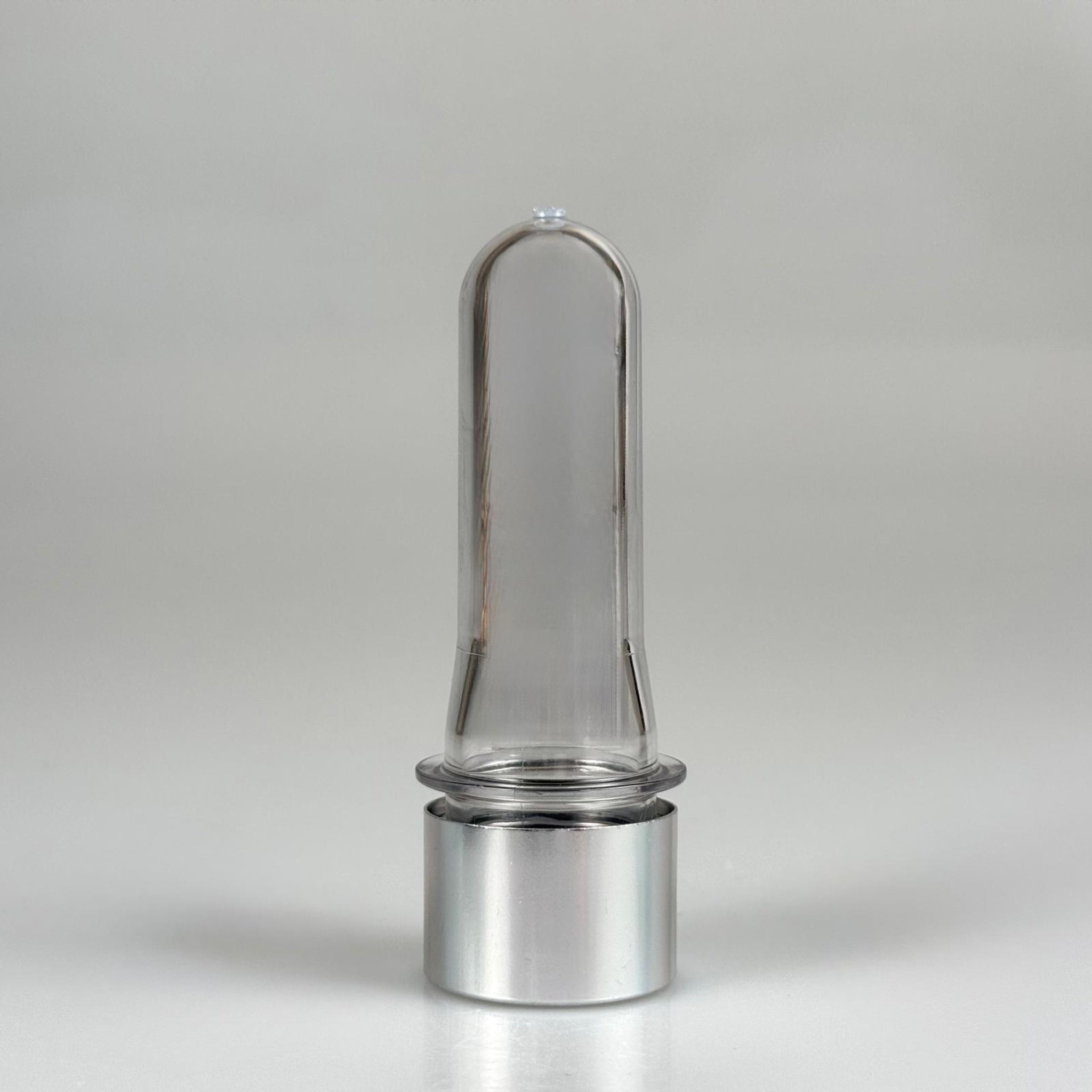 9 CM TÜP - 20 CC UZUN KALIN PET ŞİŞE + ALÜMİNYUM KAPLAMALI GÜMÜŞ KAPAKLI TAKIM - 20 ML KALIN PET ŞİŞE