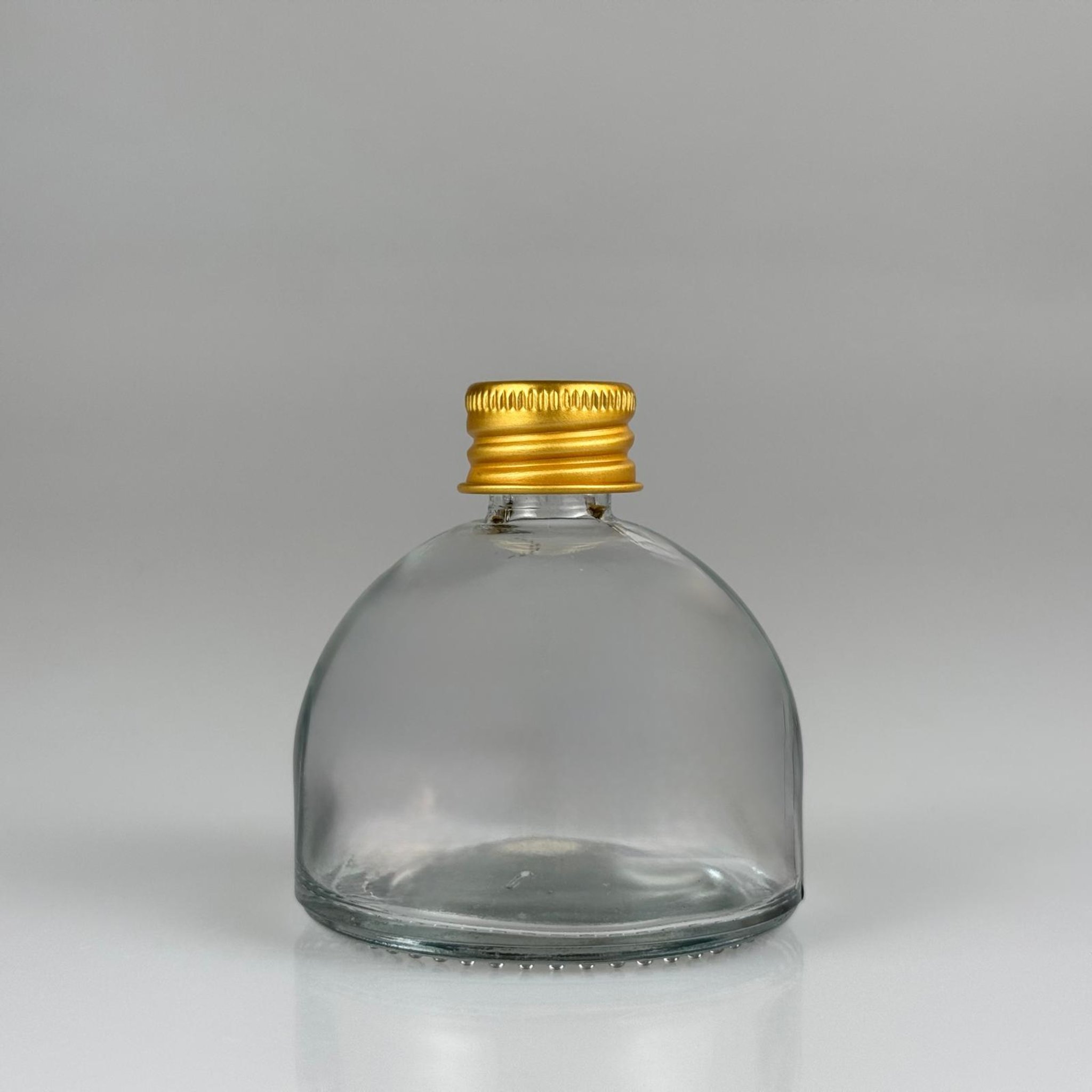 50 CC KUBBE CAM ŞİŞE + GOLD ALÜMİNYUM METAL KAPAKLI TAKIM - 50 ML ŞEFFAF CAM ŞİŞE