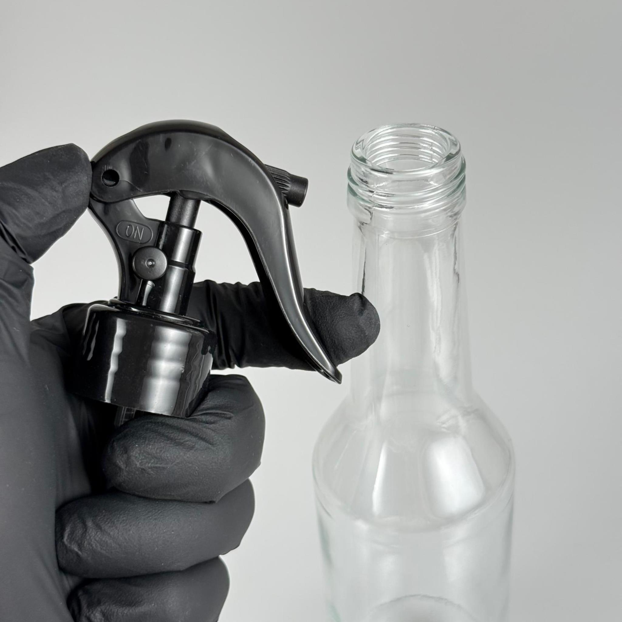 250 CC BOĞAZLI CAM ŞİŞE - SİYAH TRİGER SPREYLİ - 250 ML CAM SPREYLİ ŞİŞE