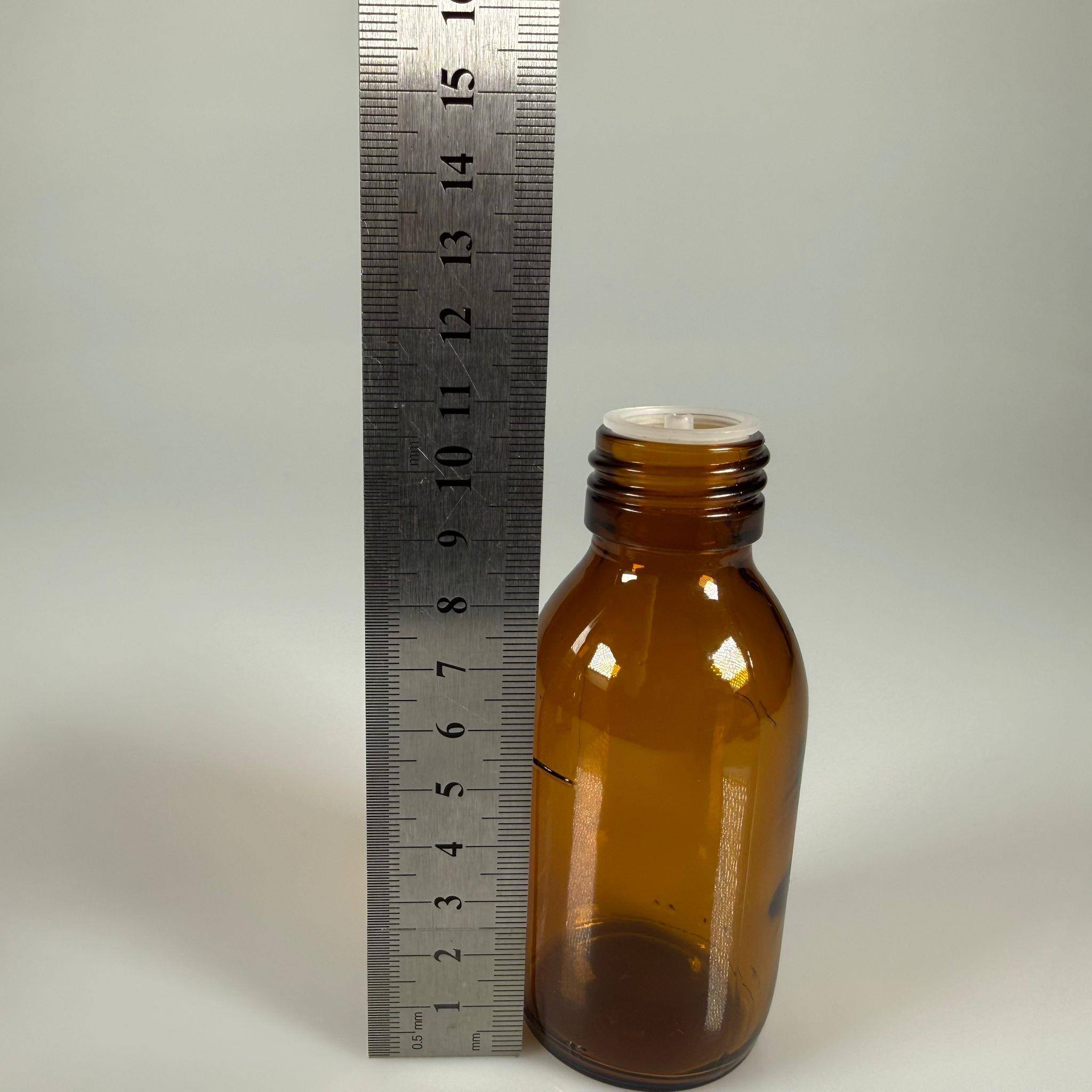 100 ML DOLUMU KOLAY, GENİŞ AĞIZLI İÇTEN DAMLALIKLI ŞİŞE (28 MM AĞIZ)  - 100 CC BEYAZ CONTALI KAPAKLI İÇTEN DAMLALIKLI CAM ECZA ŞİŞESİ - AMBER KAHVERENGİ