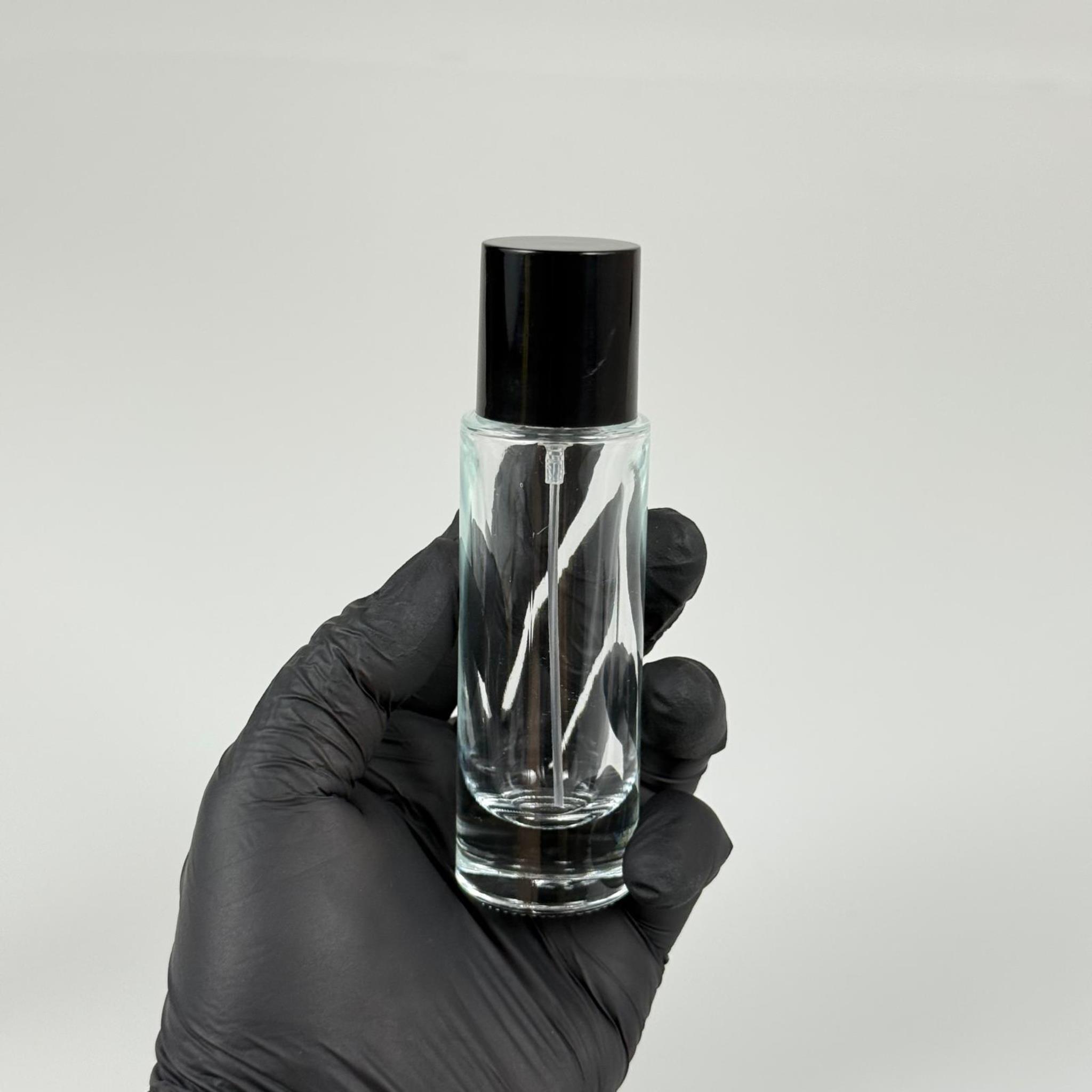 30 ML SİLİNDİR UZUN MODEL PARFÜM ŞİŞESİ - GOLD METAL SPREYLİ + SİYAH PLASTİK KAPAKLI (AĞIZ 15 MM GEÇME KOLAY KAPAMA)