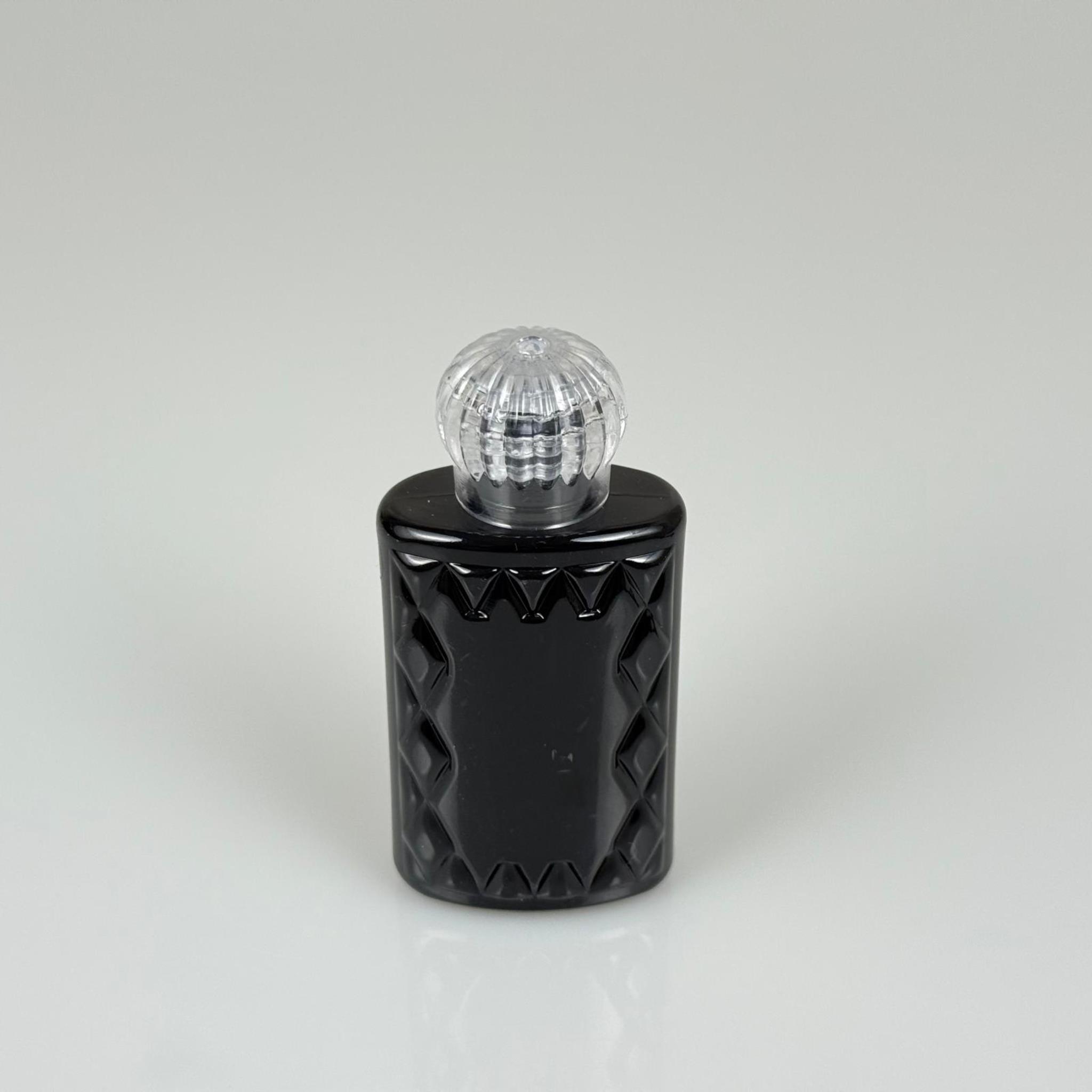 50 CC SİYAH PLASTİK KOLONYA ŞİŞESİ - KRİSTAL KAPAKLI TIPALI - 50 ML YASSI PET DESENLİ KOLONYA ŞİŞESİ