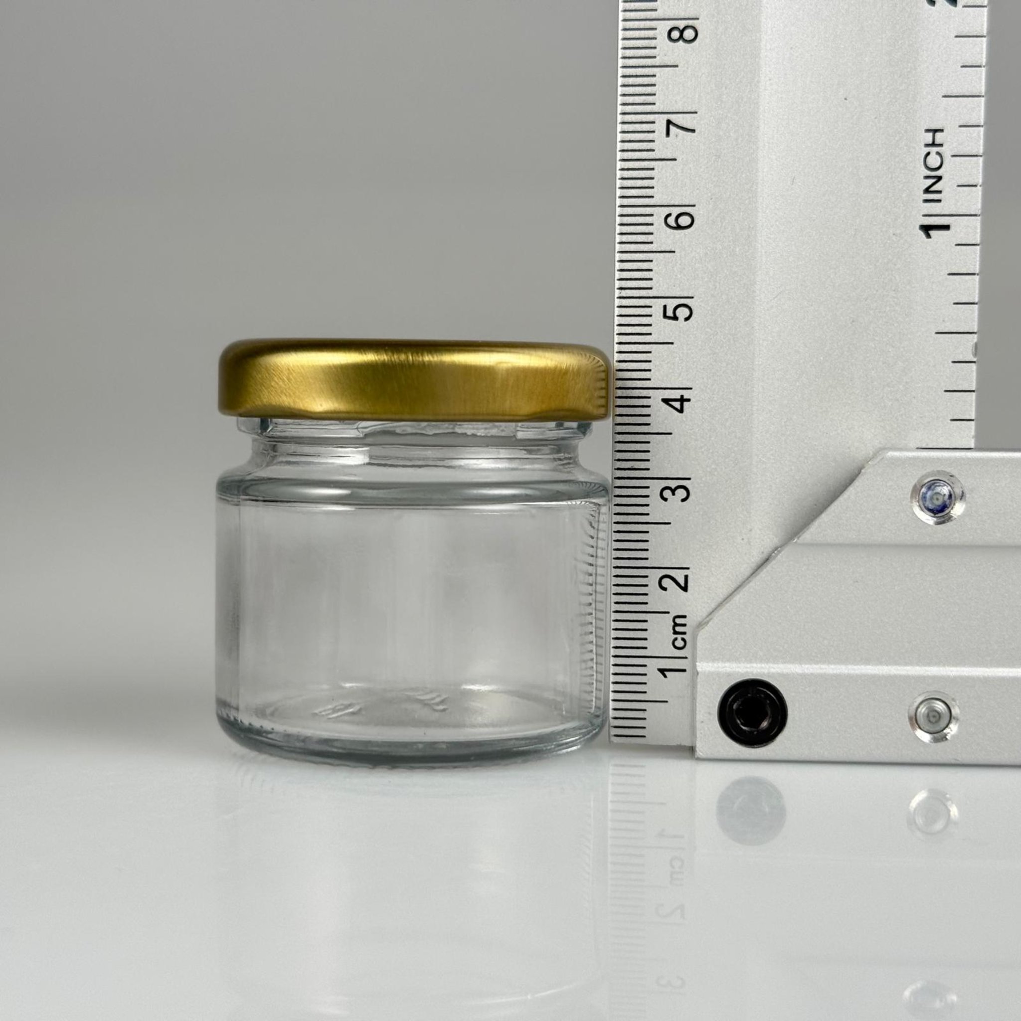 41 CC KÜT BOYUNLU CAM KAVANOZ - GOLD METAL KAPAKLI - 41 ML CAM KAVANOZ
