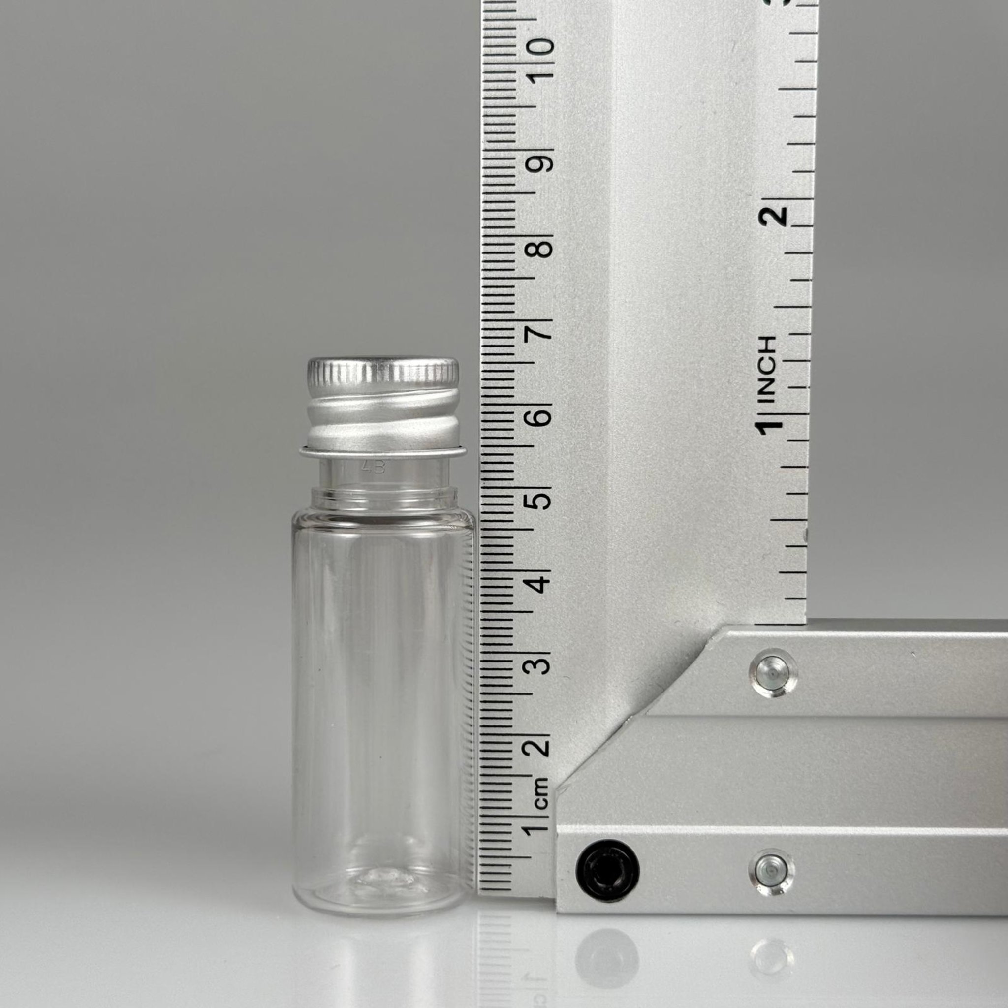 15 CC SİLİNDİR PET ŞİŞE + KÖPÜK CONTALI GÜMÜŞ ALÜMİNYUM METAL KAPAKLI TAKIML - 15 ML ŞEFFAF PET ŞİŞE